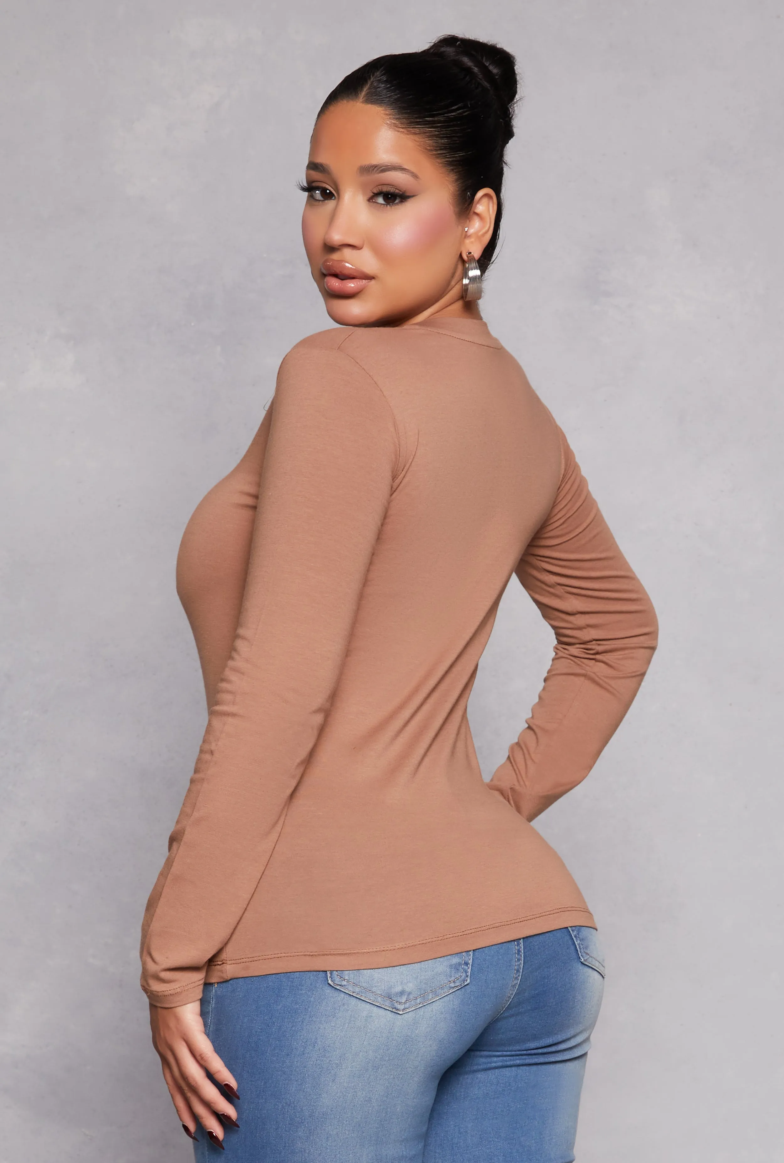 V Neck Long Sleeve T Shirt sold by Rainbow product image thumbnail 3