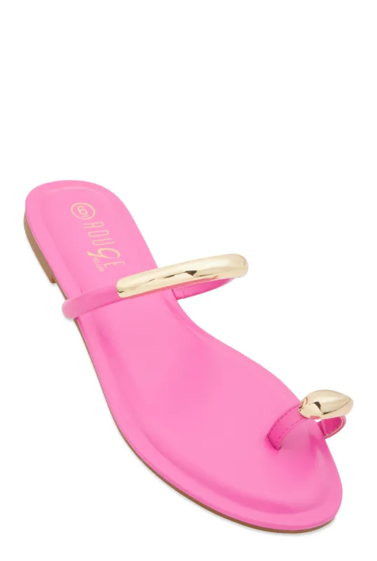 Metallic Detail Toe Loop Slide Sandals sold by Rainbow