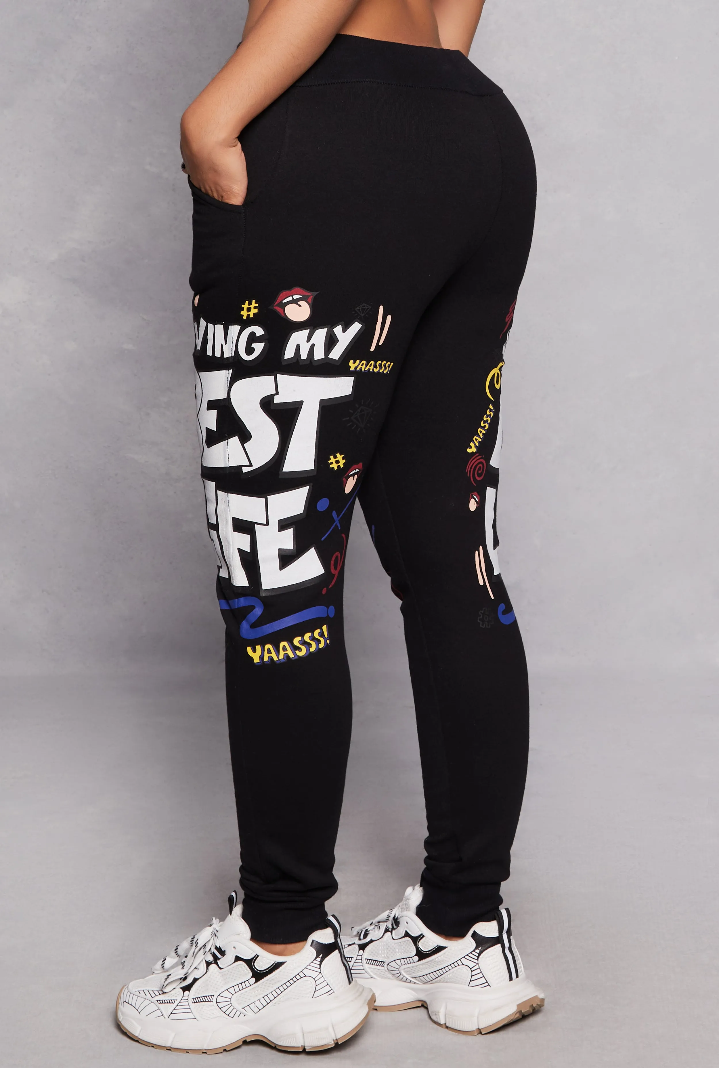 Living My Best Life Graphic Drawstring Joggers sold by Rainbow product image thumbnail 3