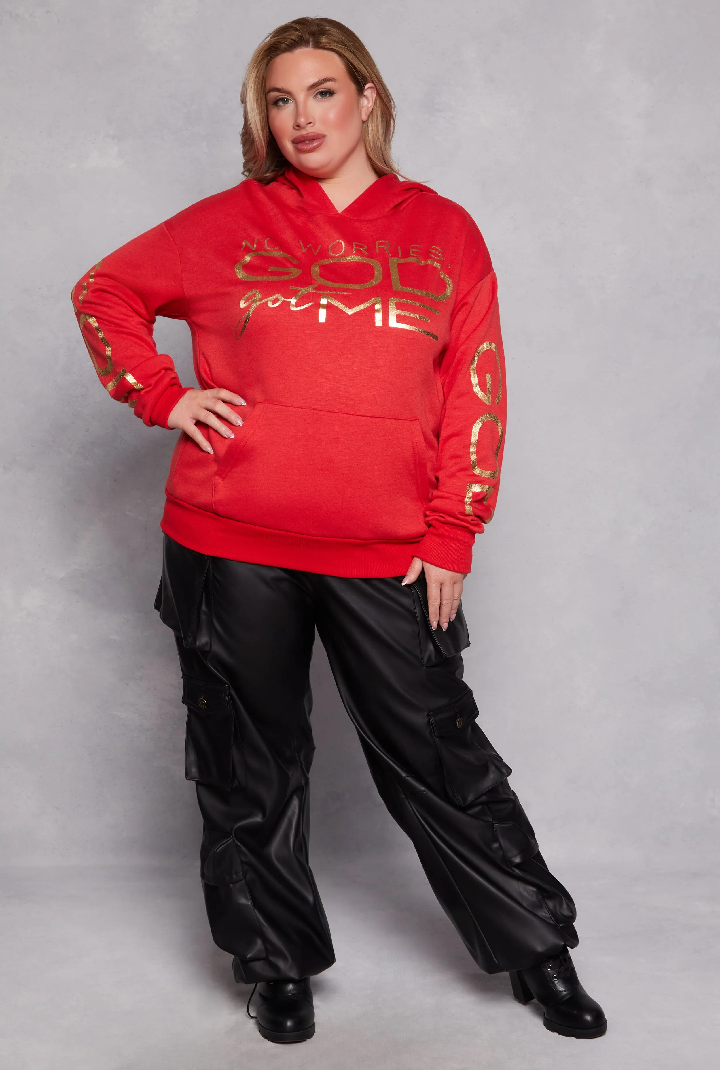 Plus Size Foil God Got Me Graphic Sweatshirt sold by Rainbow product image thumbnail 2