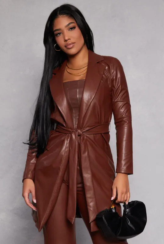 Faux Leather Wrap Coat sold by Rainbow