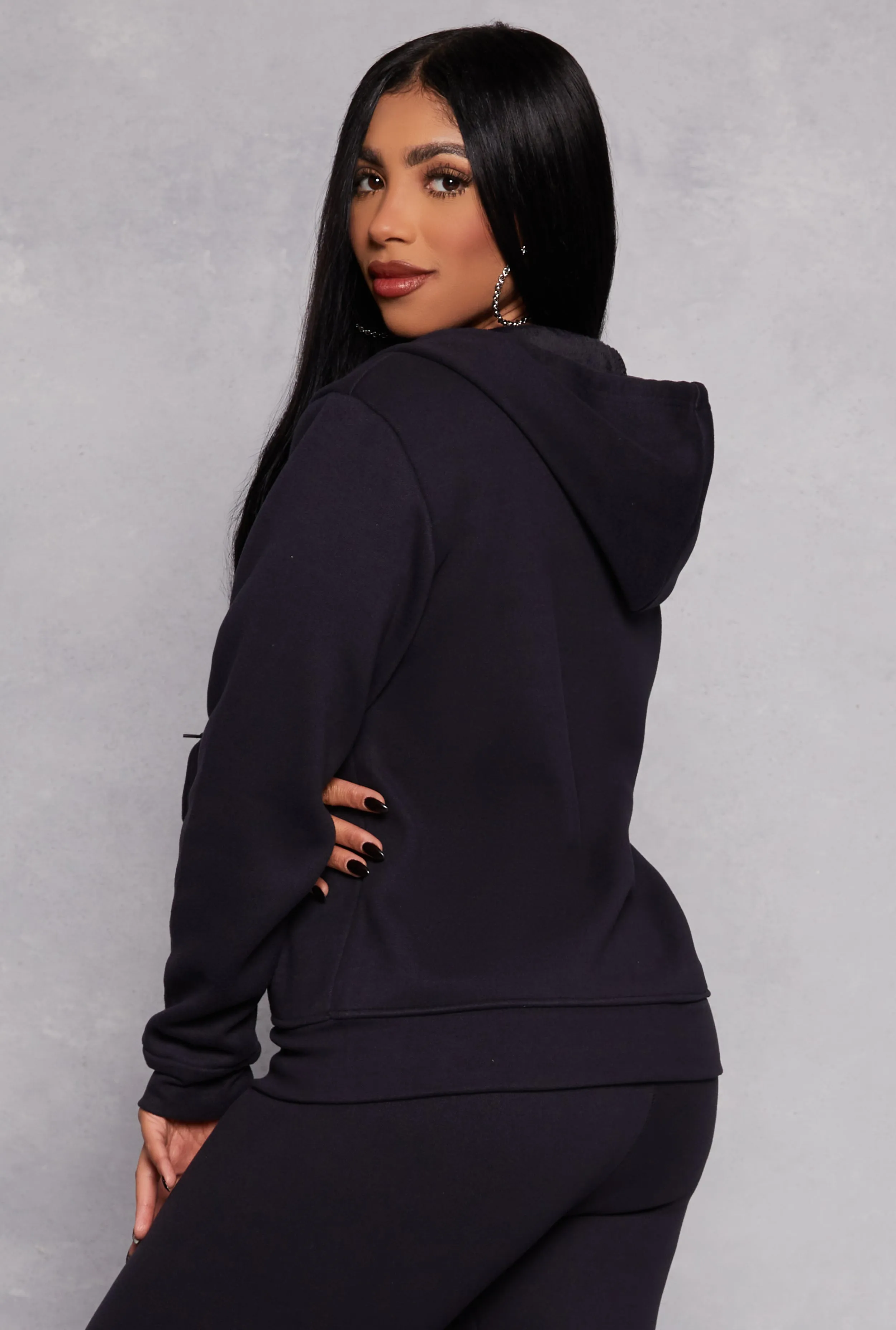 Faux Fur Lined Zip Front Hoodie sold by Rainbow product image thumbnail 3