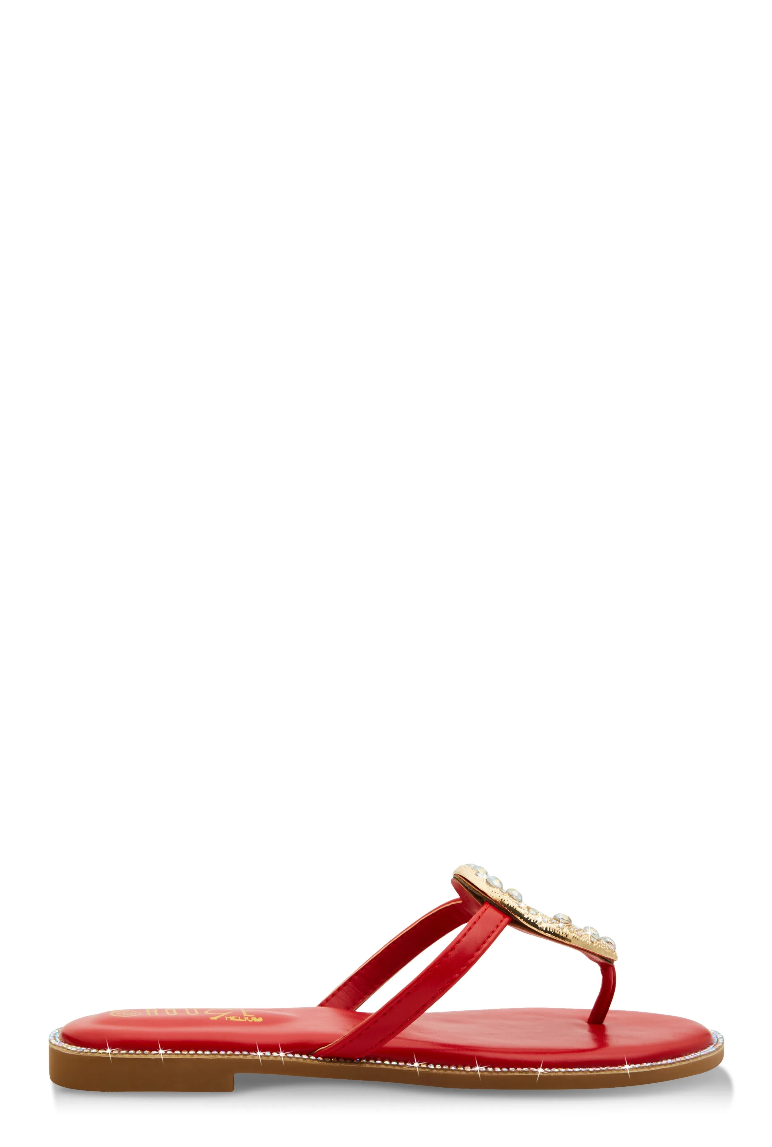 Rhinestone Cut Out Pendant Thong Sandals sold by Rainbow product image thumbnail 2