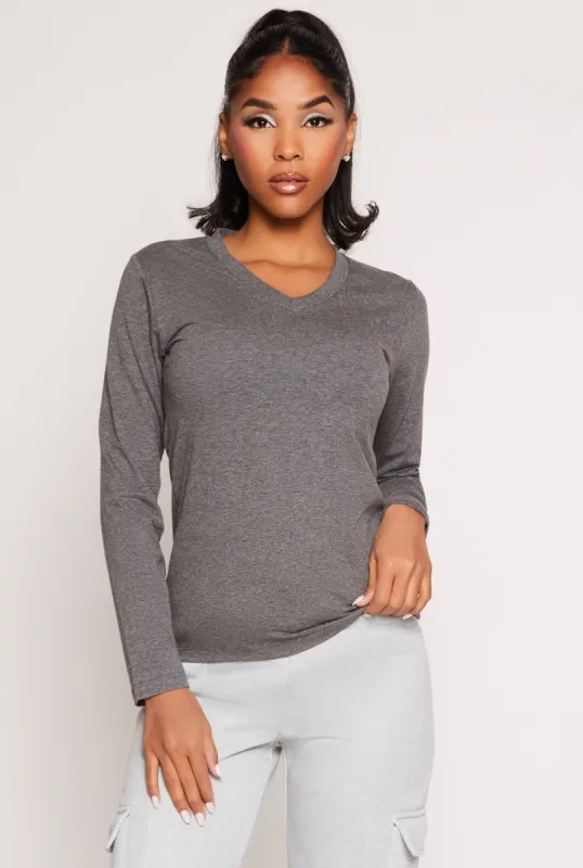 V Neck Long Sleeve T Shirt sold by Rainbow