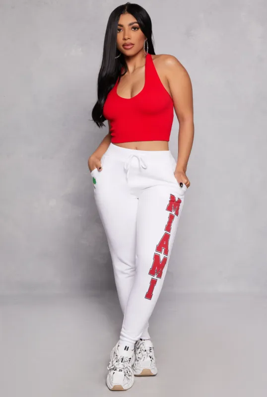 Fleece Miami Graphic Drawstring Joggers sold by Rainbow
