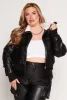 Plus Size Faux Fur Collar Bomber Jacket sold by Rainbow