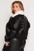 Plus Size Faux Fur Collar Bomber Jacket sold by Rainbow
