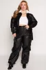 Plus Size Faux Fur Collar Bomber Jacket sold by Rainbow