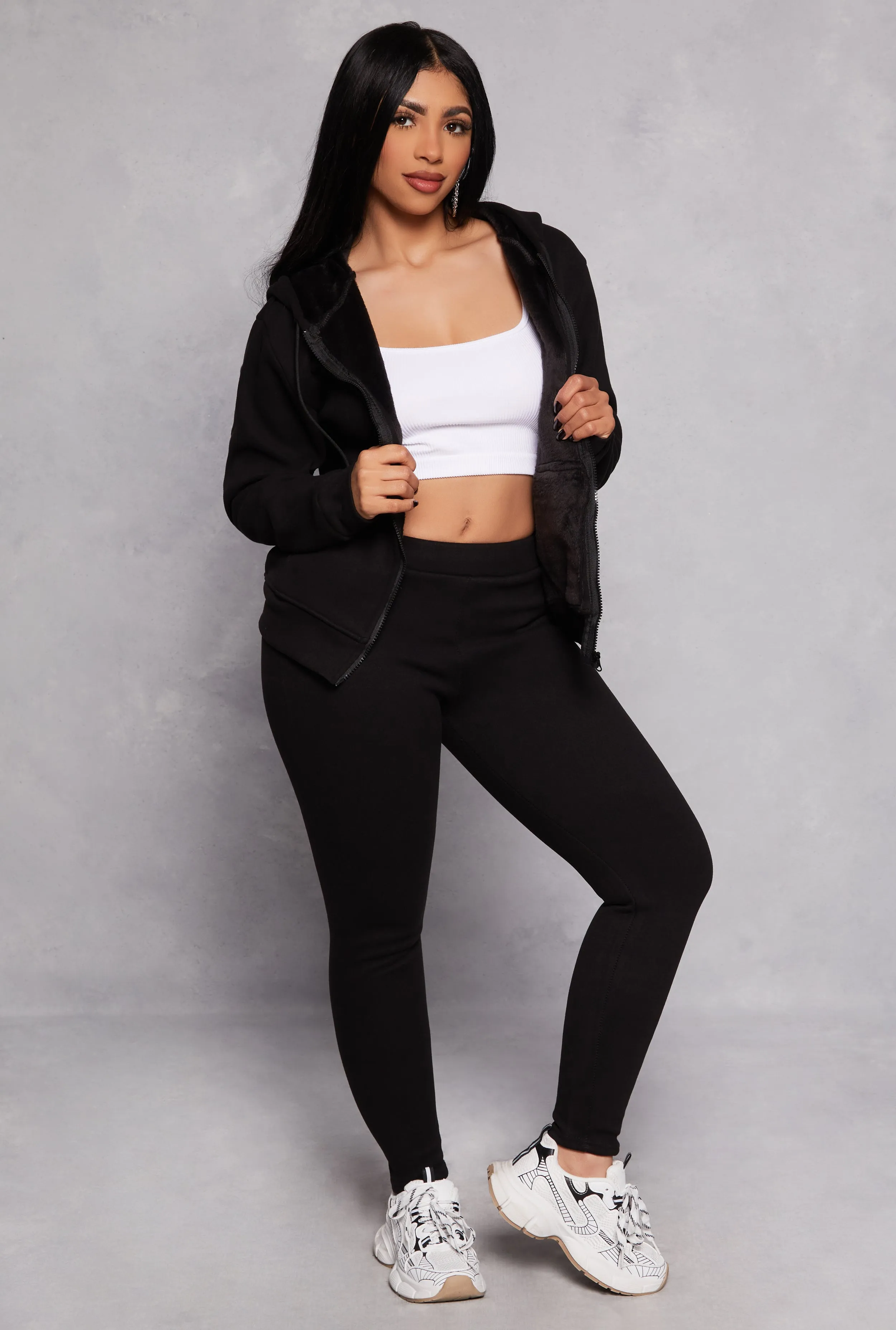 Faux Fur Lined Zip Front Hoodie sold by Rainbow product image thumbnail 2