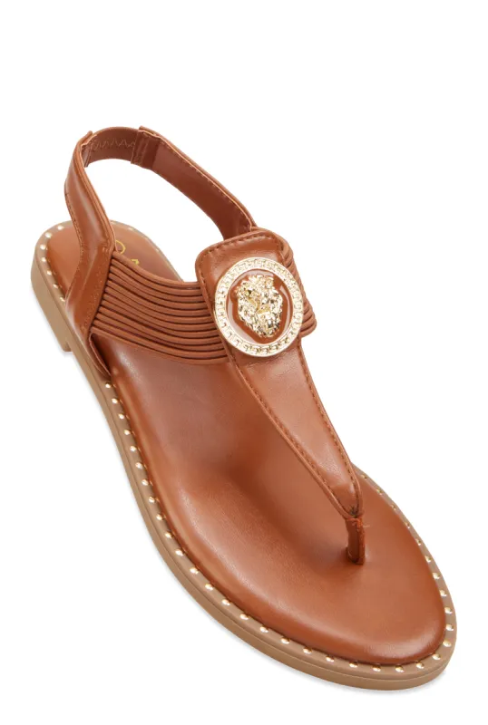 Lion Pendant Corded Thong Sandals sold by Rainbow