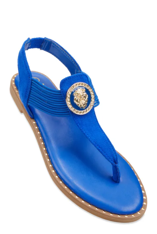 Lion Pendant Corded Thong Sandals sold by Rainbow