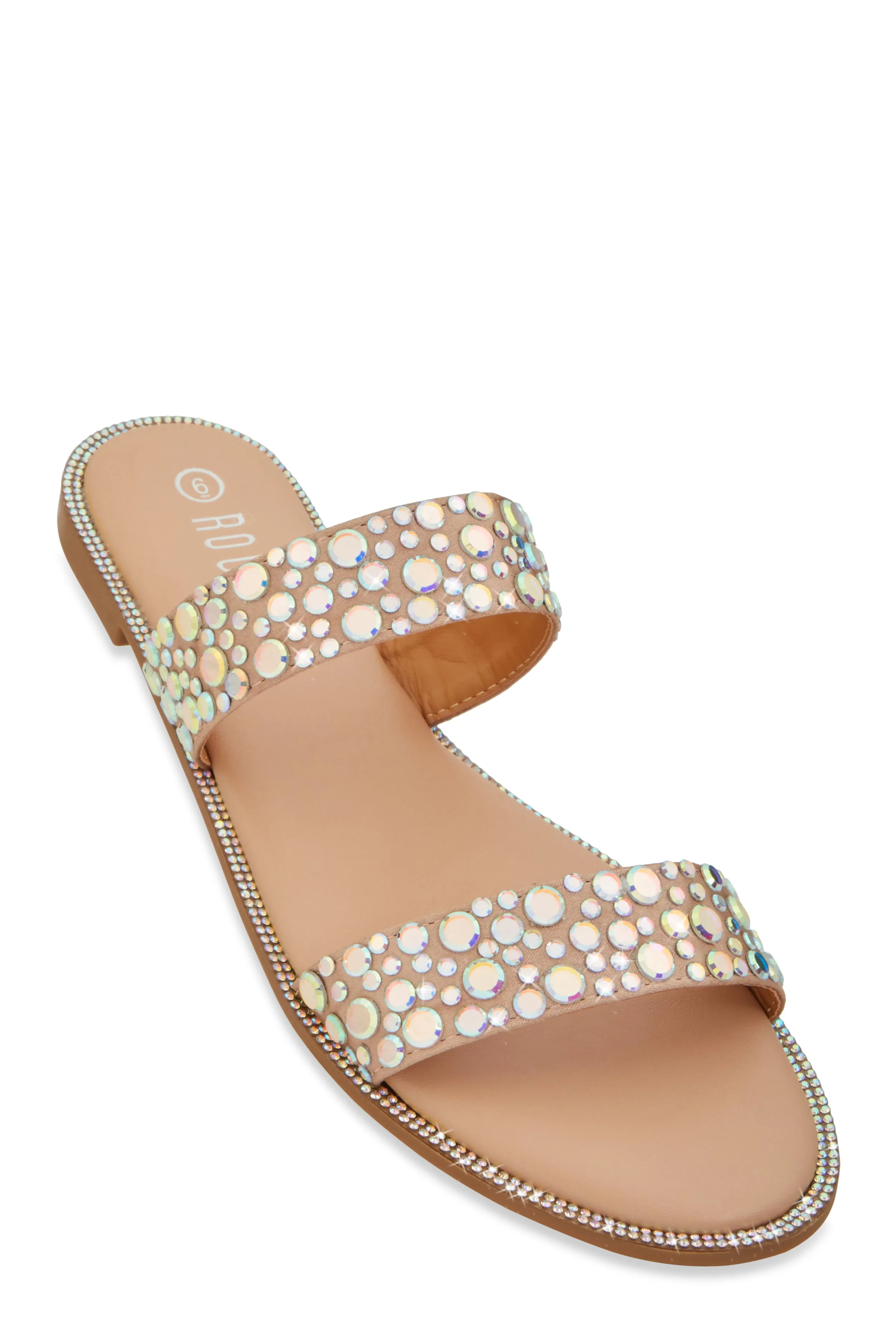Rhinestone Double Band Slide Sandals sold by Rainbow