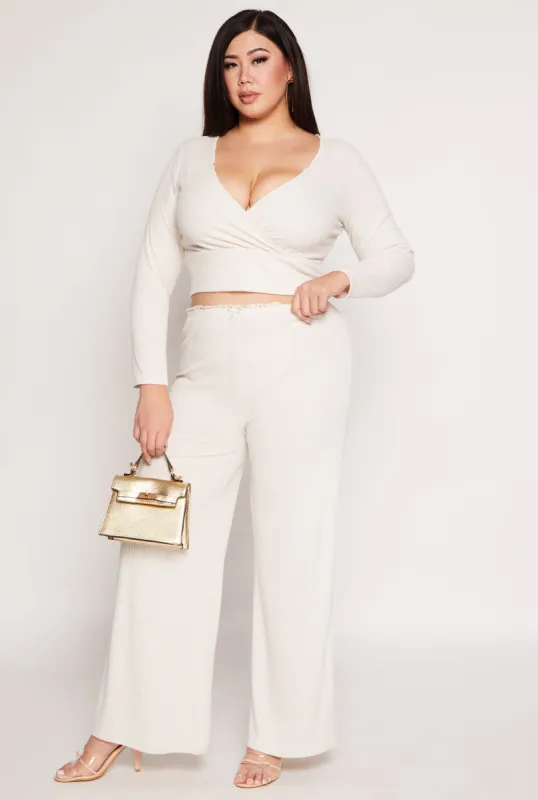 Plus Size Almost Famous Lace Trim Wide Leg Pants sold by Rainbow