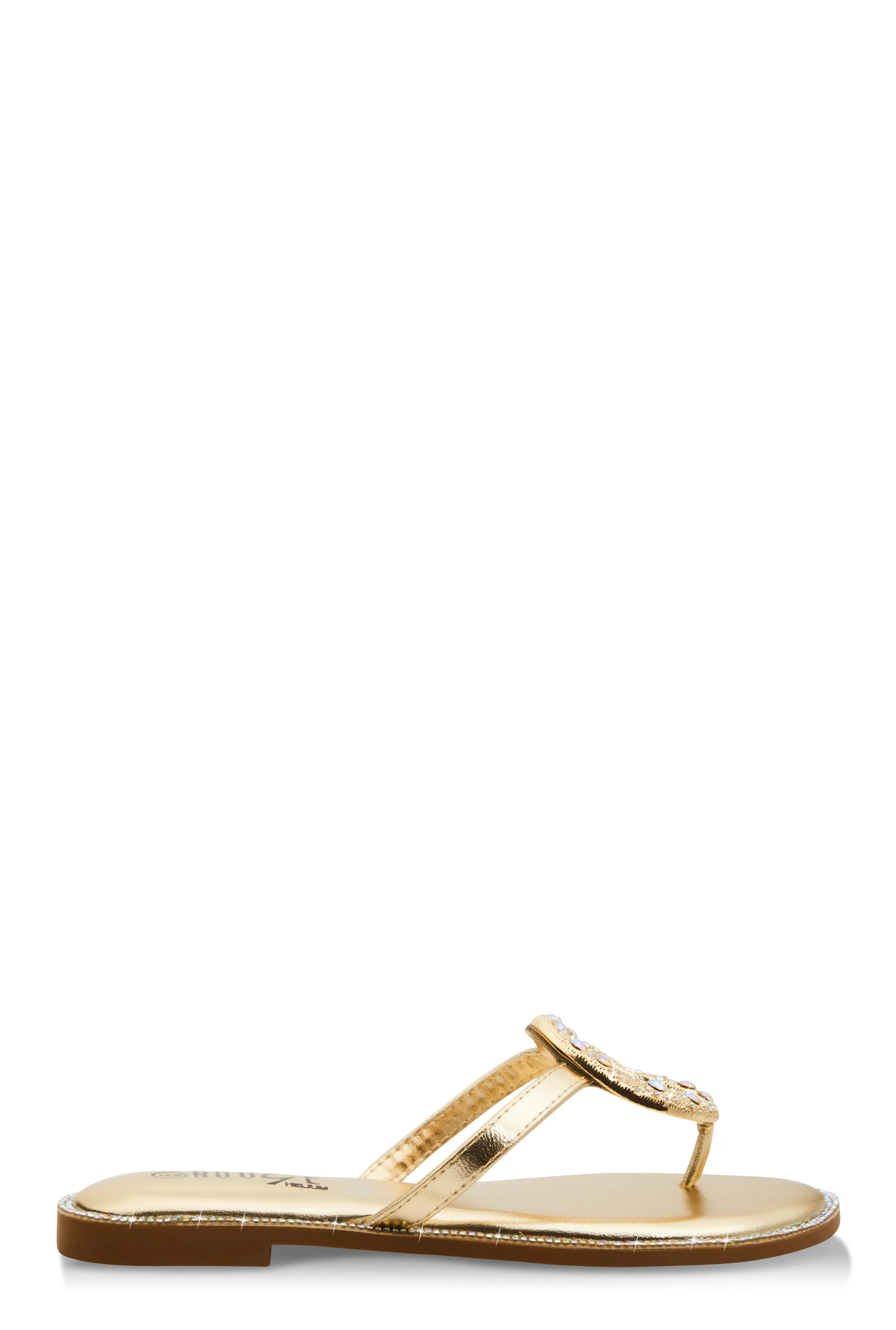 Rhinestone Cut Out Pendant Thong Sandals sold by Rainbow product image thumbnail 2