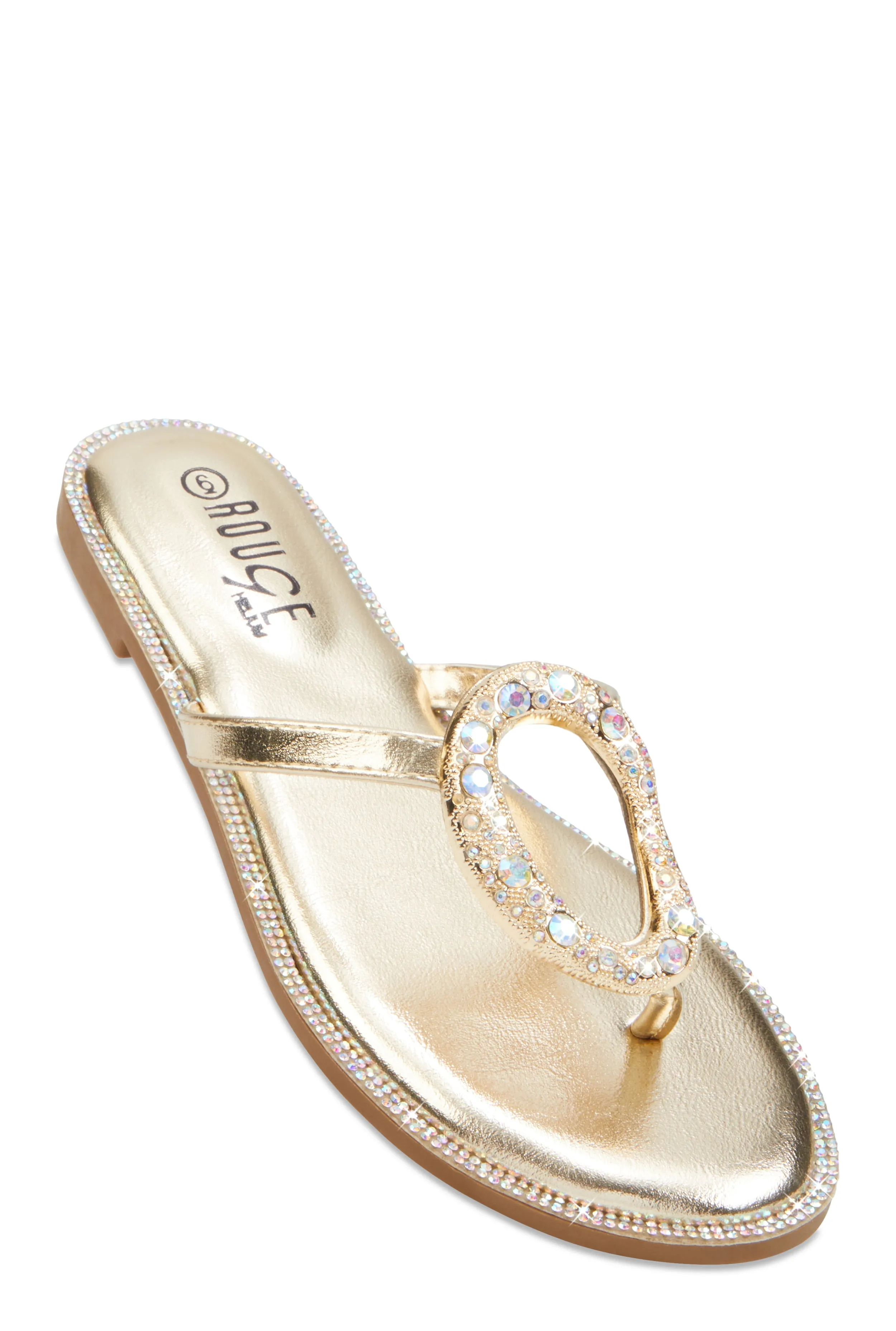 Rhinestone Cut Out Pendant Thong Sandals sold by Rainbow