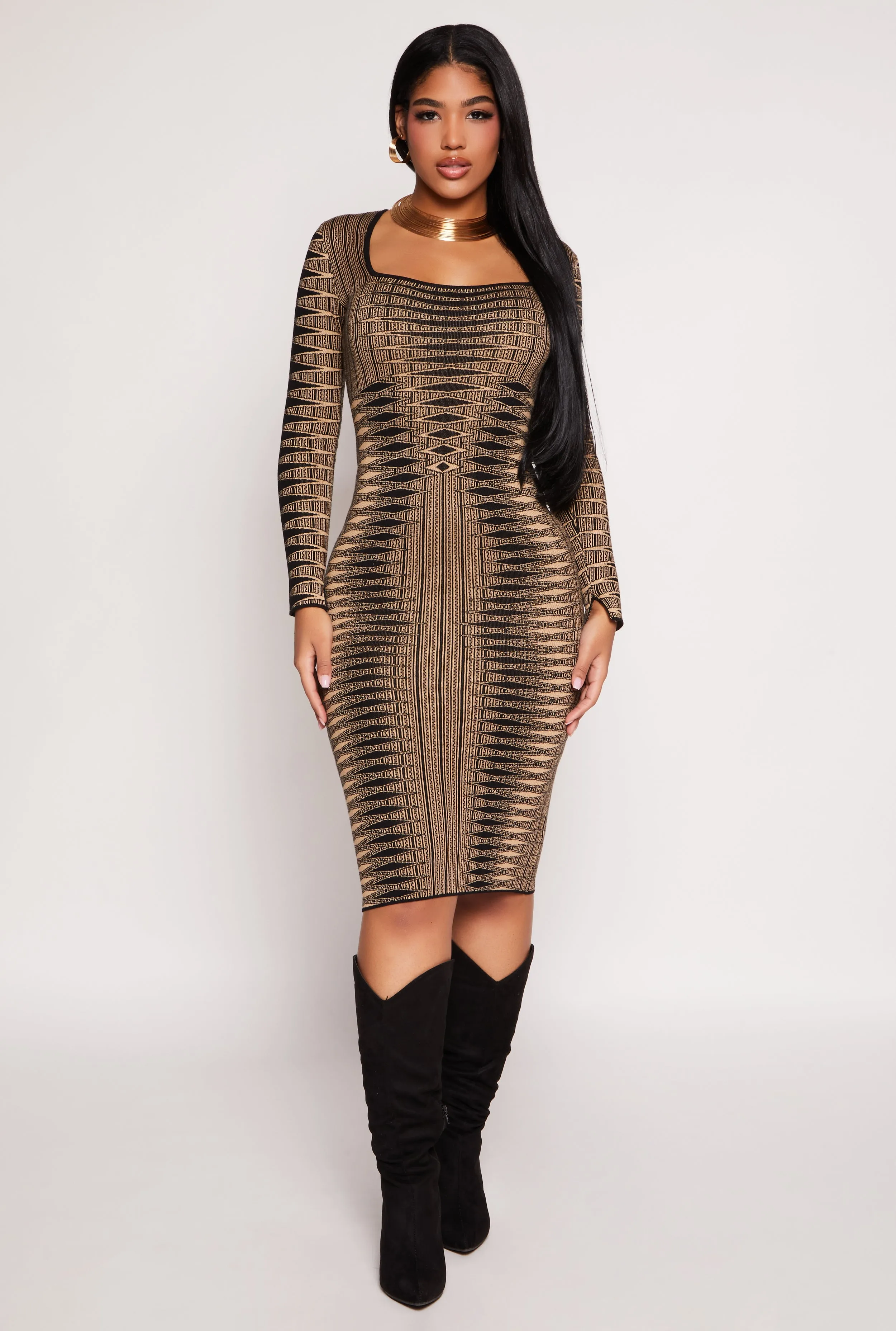 Abstract Patterned Sweater Dress sold by Rainbow product image thumbnail 2