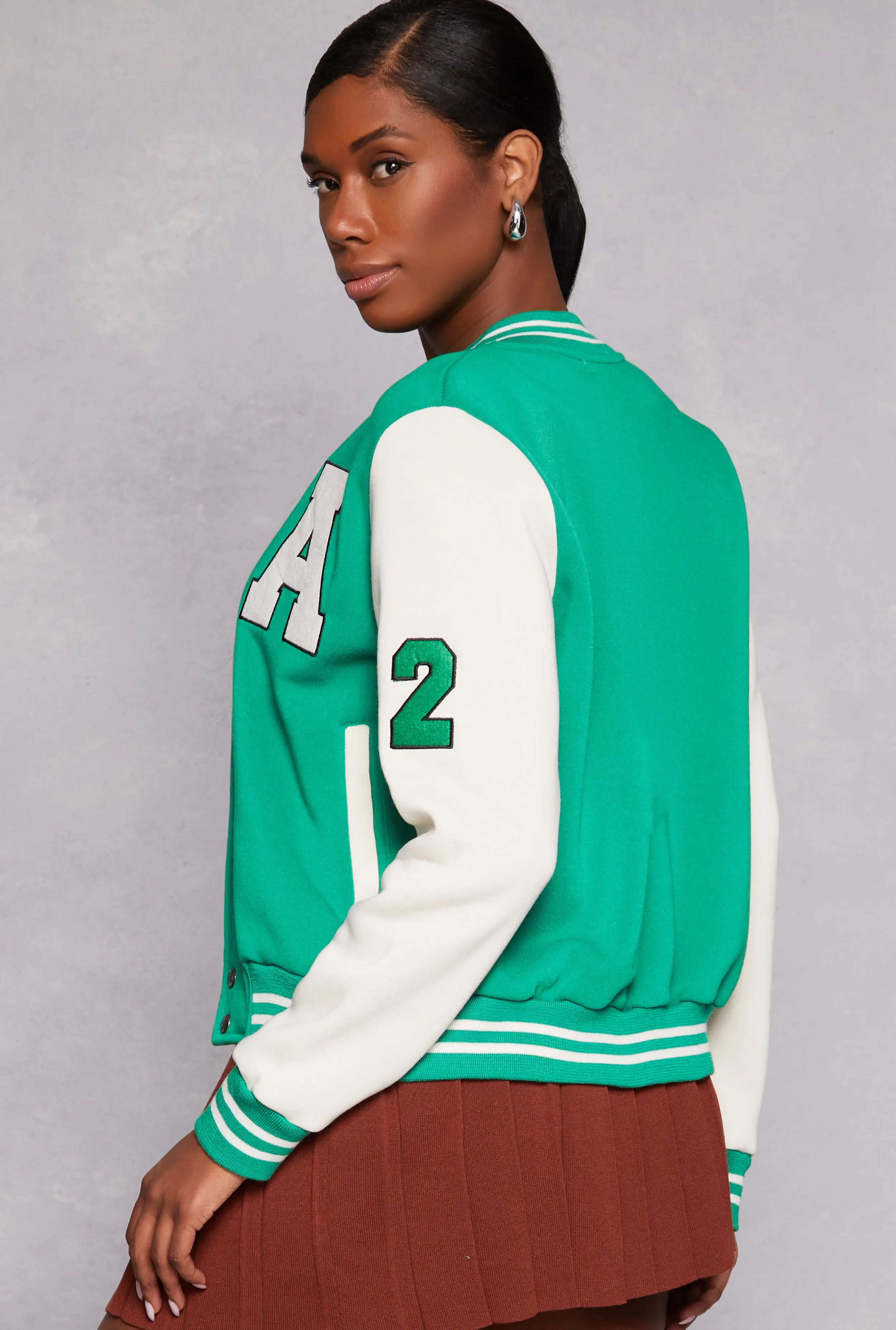 A Initial Patch Fleece Varsity Jacket sold by Rainbow product image thumbnail 3