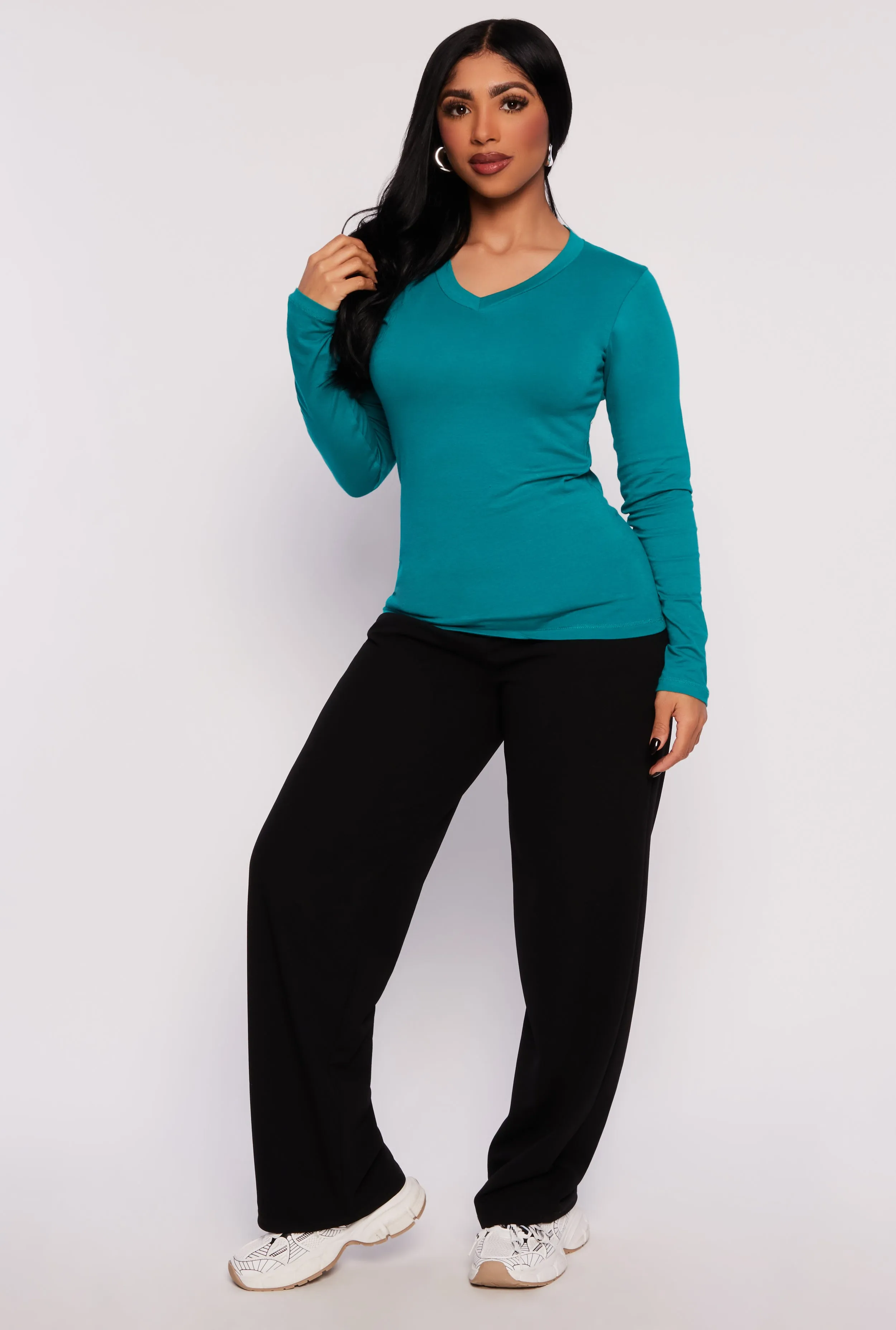 V Neck Long Sleeve T Shirt sold by Rainbow product image thumbnail 2