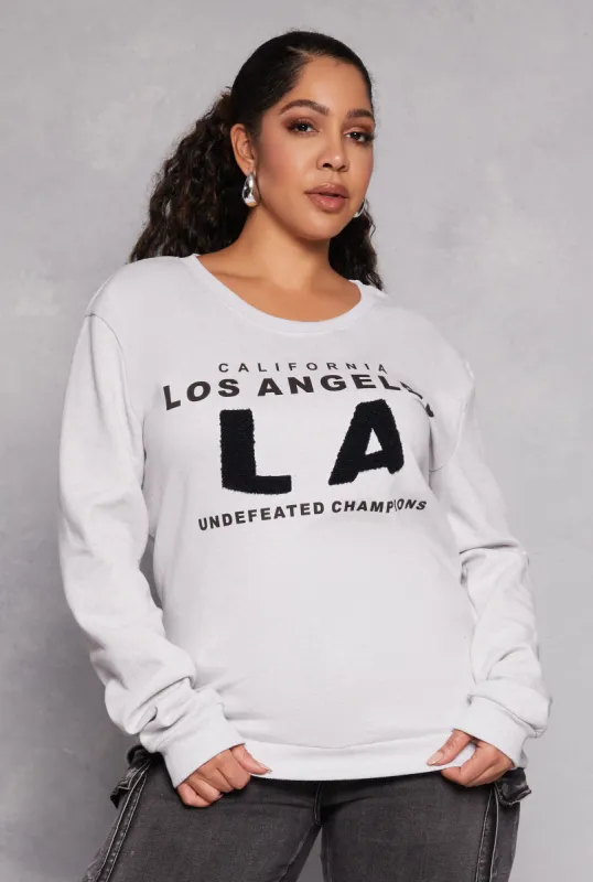 Plus Size Los Angeles Chenille Graphic Sweatshirt sold by Rainbow