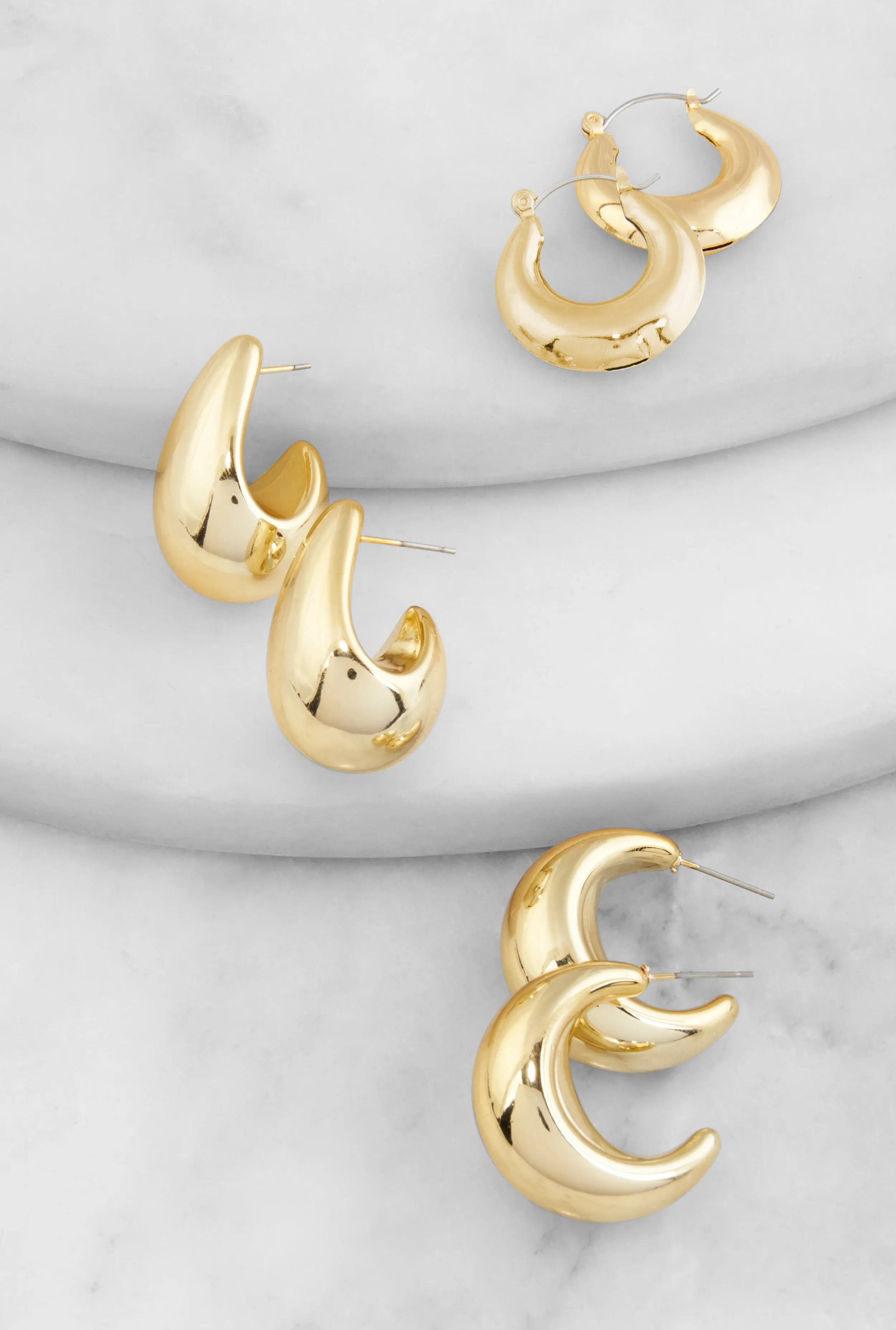 Metallic Chunky Drop and Hoop Earrings sold by Rainbow