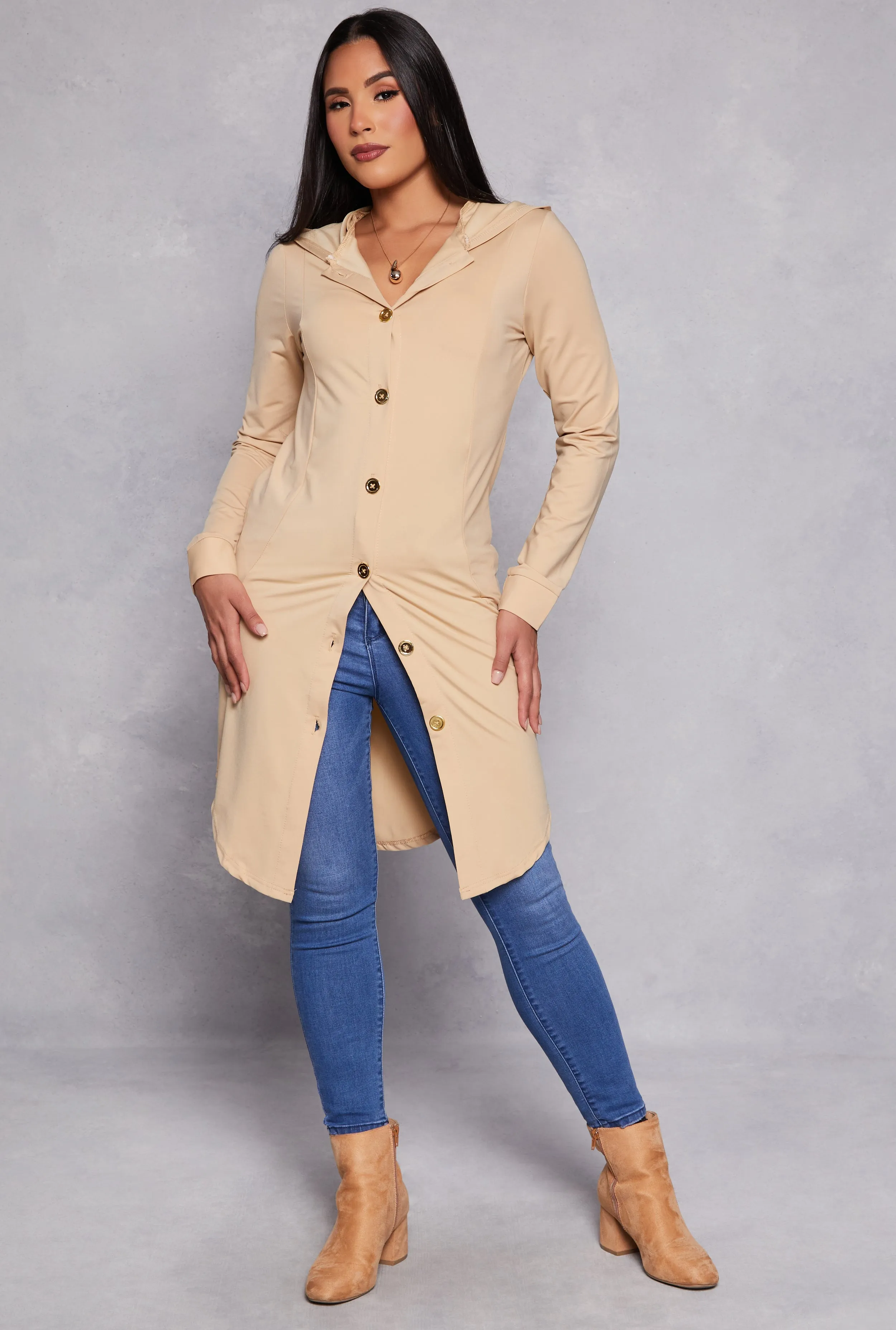 Button Front Hooded Tunic Top sold by Rainbow product image thumbnail 2