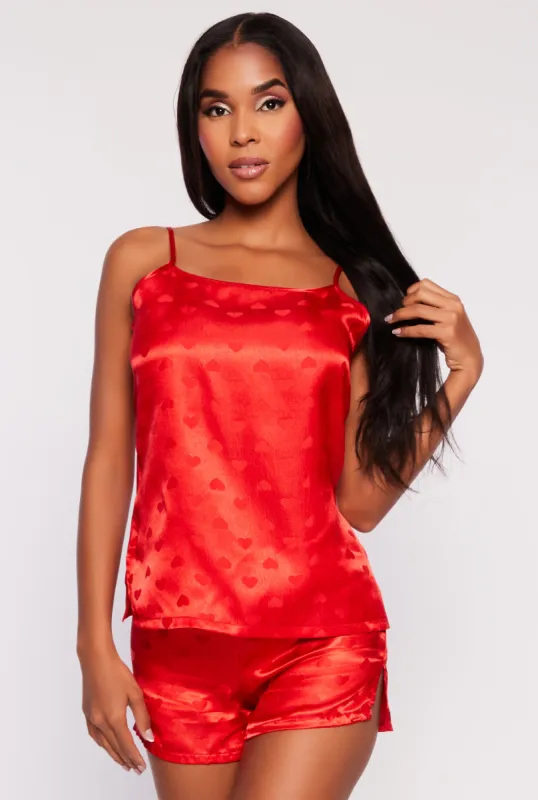 Satin Heart Pajama Cami with Shorts sold by Rainbow