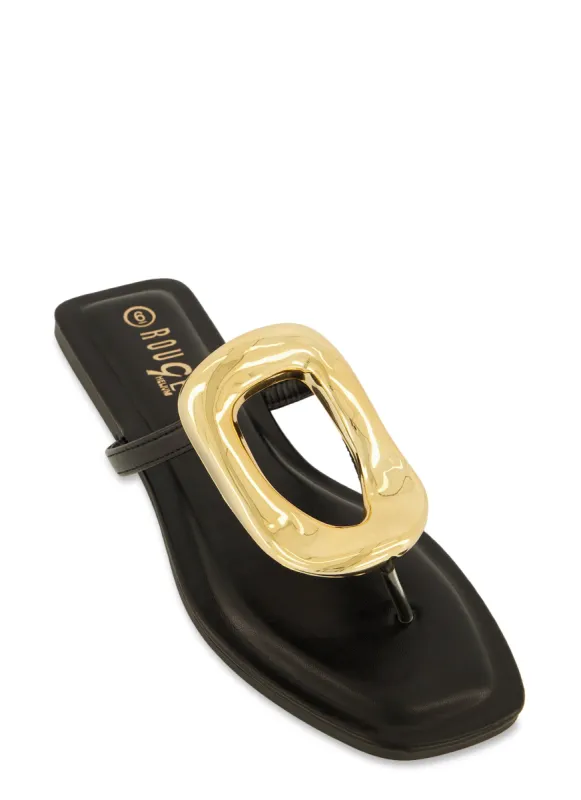 Metallic Pendant Thong Slide Sandals sold by Rainbow