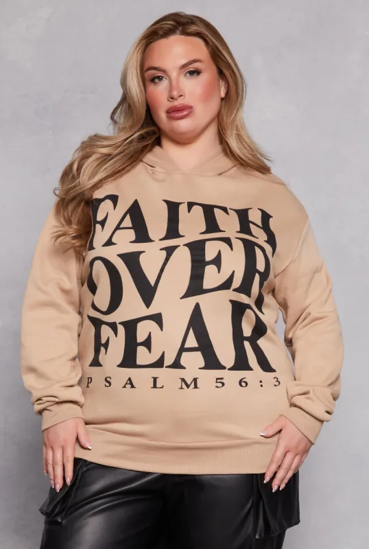 Plus Size Faith Over Fear Fleece Hoodie sold by Rainbow