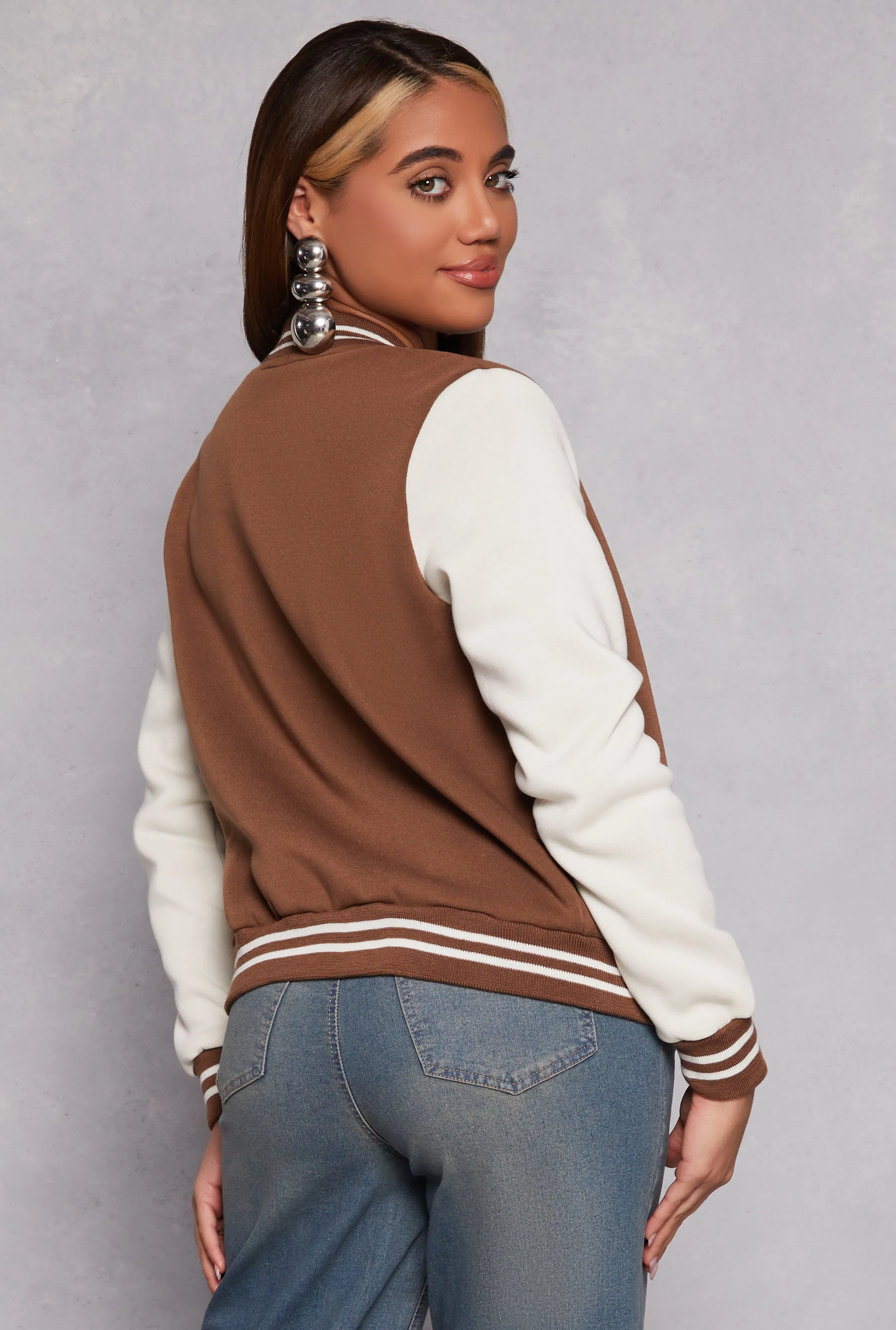 A Initial Patch Fleece Varsity Jacket sold by Rainbow product image thumbnail 3