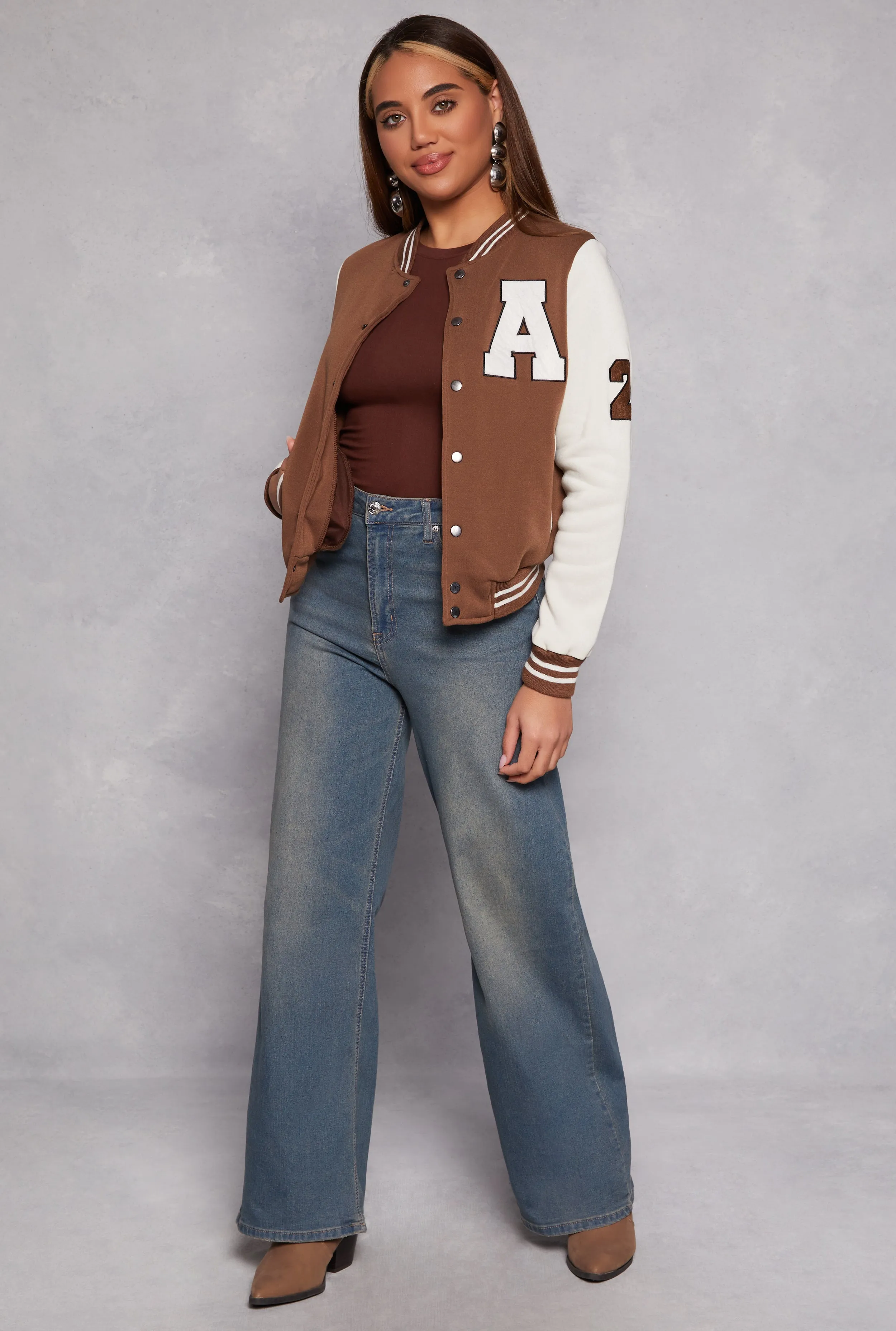 A Initial Patch Fleece Varsity Jacket sold by Rainbow product image thumbnail 2