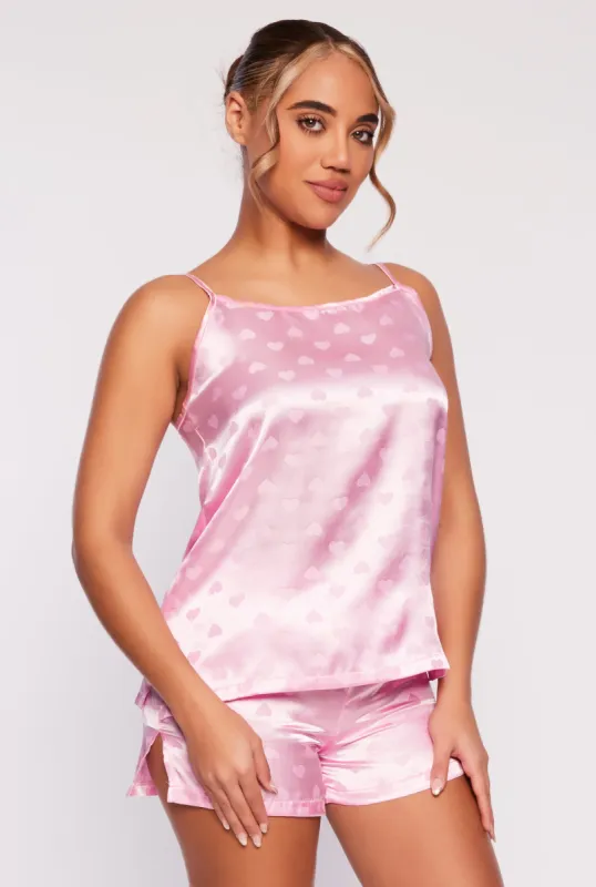 Satin Heart Pajama Cami with Shorts sold by Rainbow