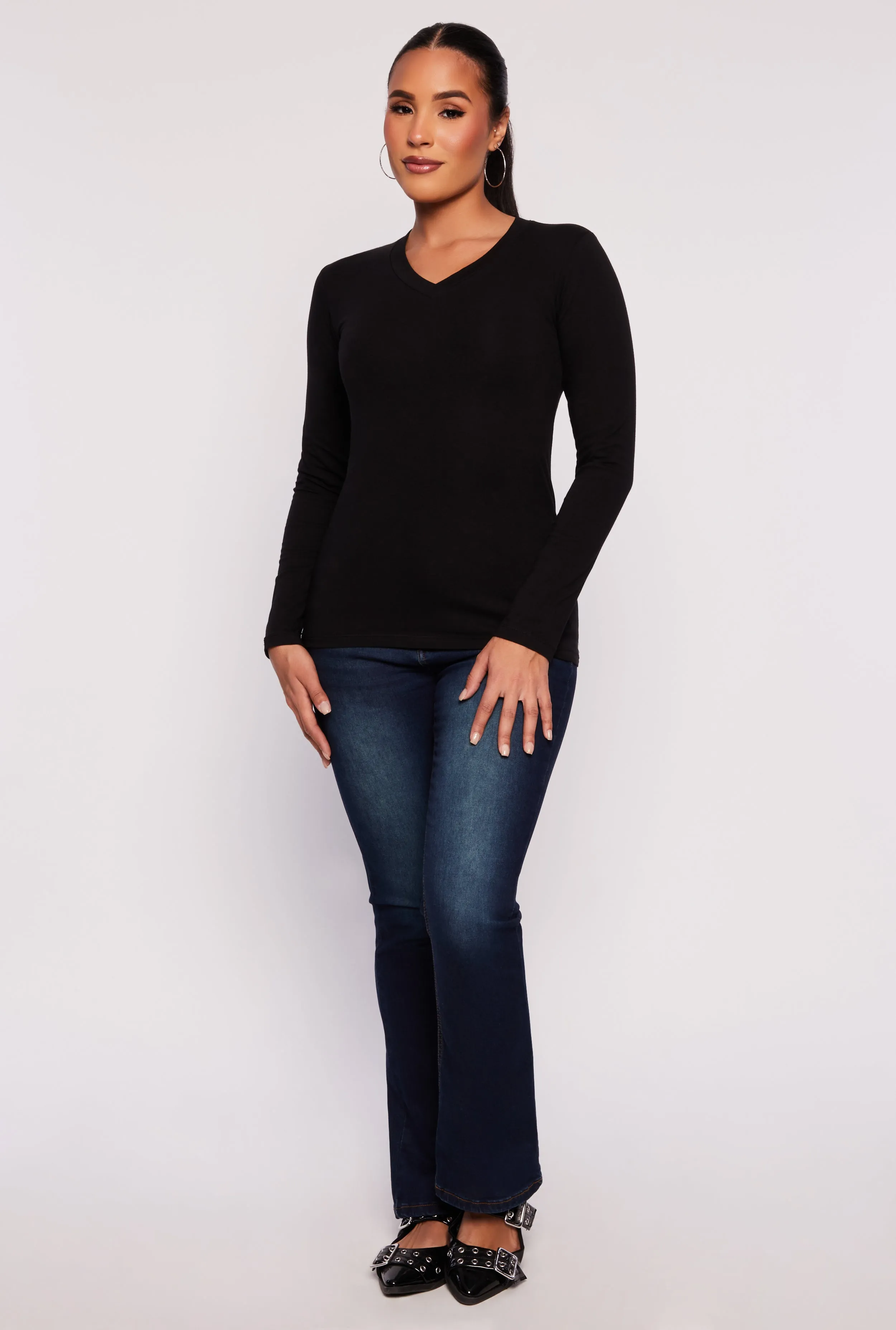 V Neck Long Sleeve T Shirt sold by Rainbow product image thumbnail 2