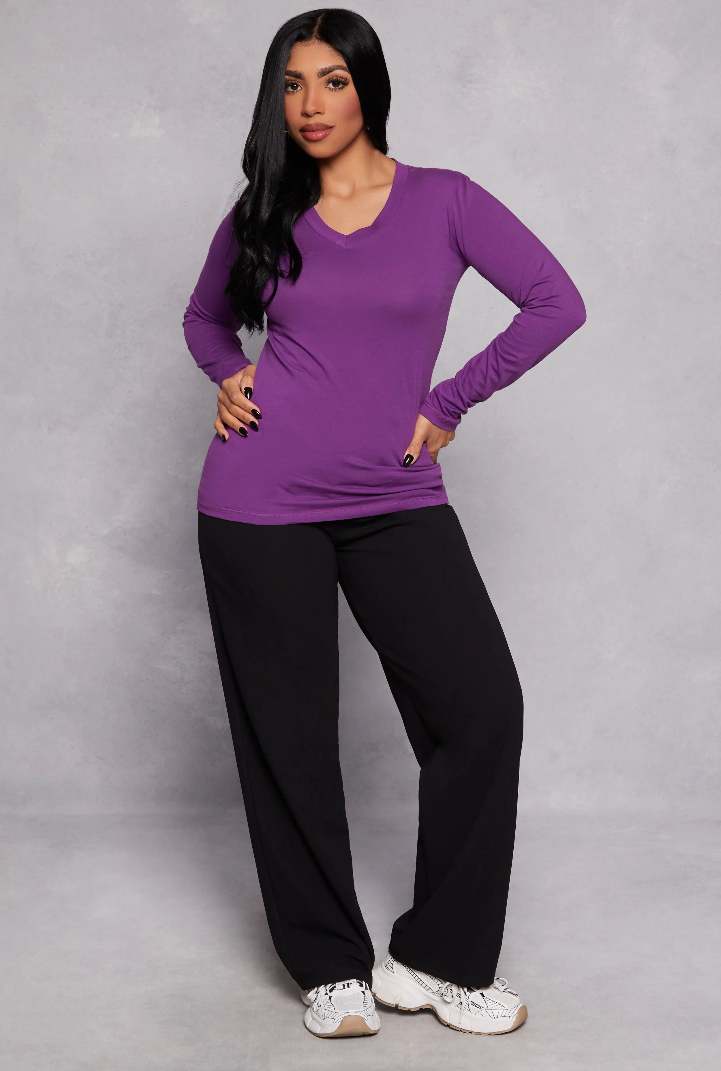 V Neck Long Sleeve T Shirt sold by Rainbow product image thumbnail 2