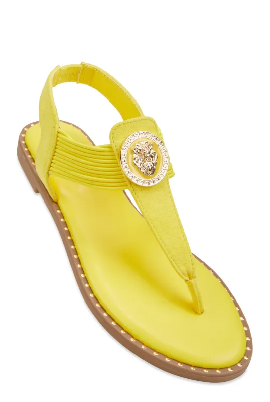 Lion Pendant Corded Thong Sandals sold by Rainbow