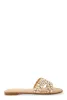 Studded Rhinestone Cut Out Band Slide Sandals sold by Rainbow