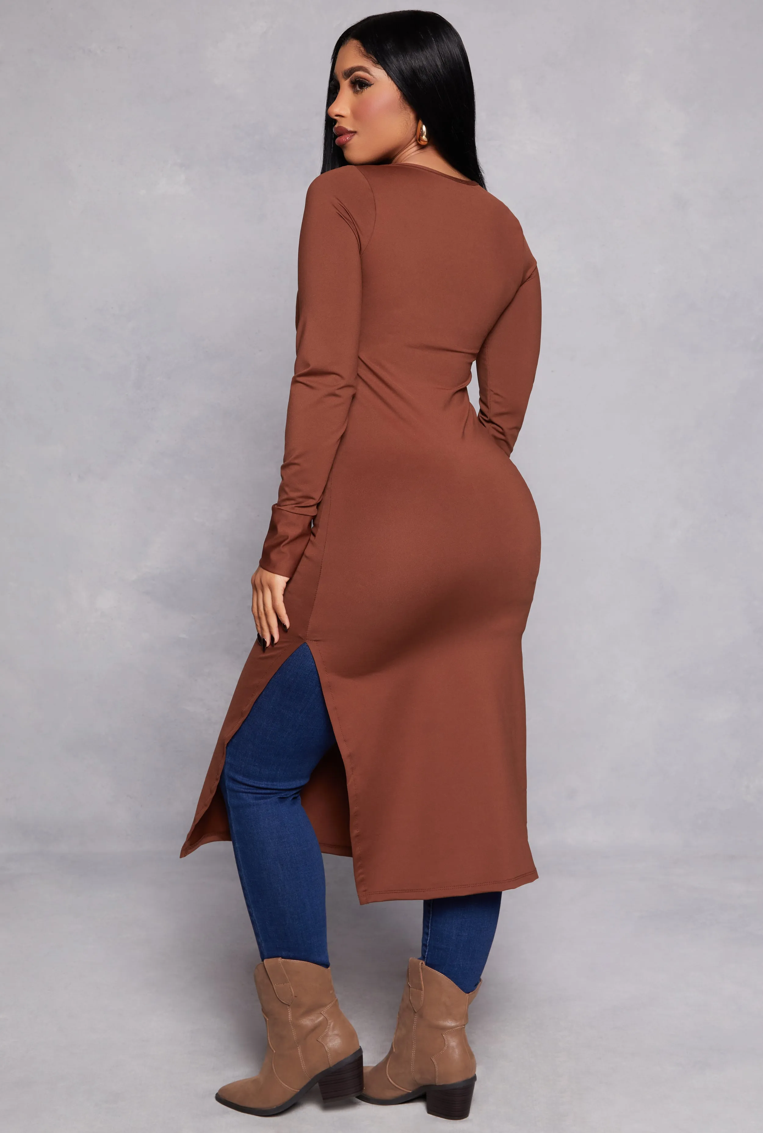 Side Slit Henley Maxi Top sold by Rainbow product image thumbnail 3