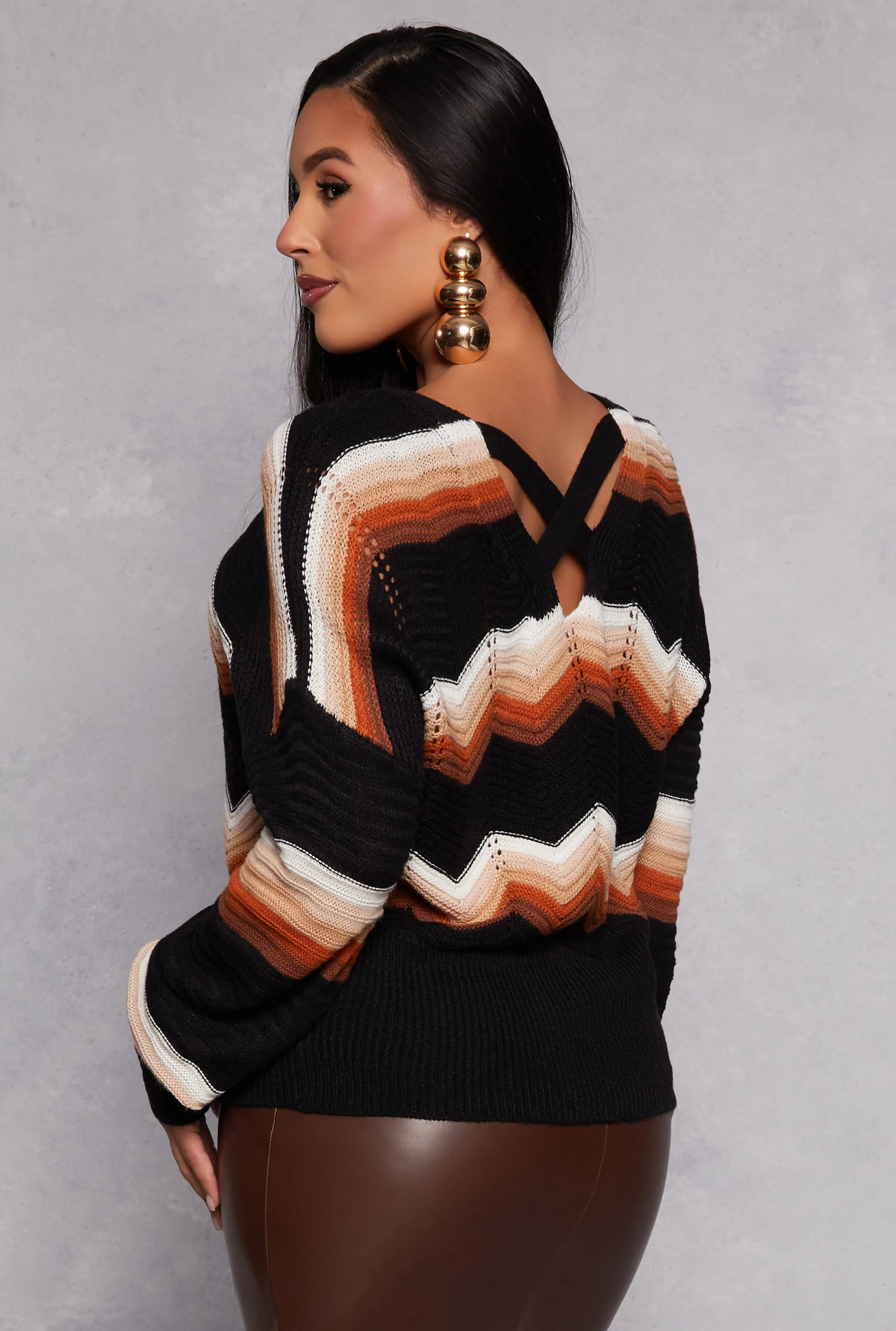 Chevron Knit Caged Back Sweater sold by Rainbow product image thumbnail 3