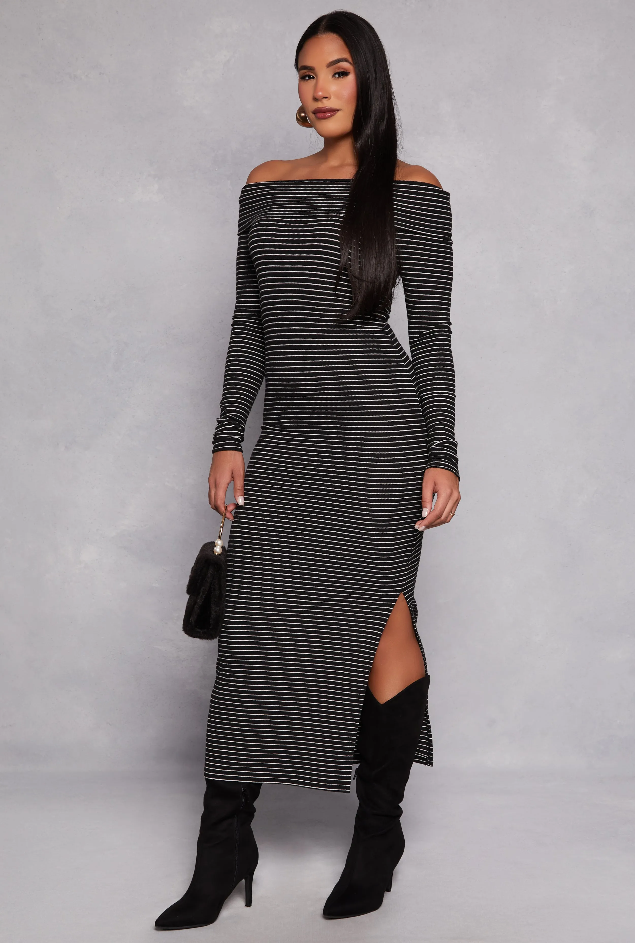 Almost Famous Striped Off the Shoulder Maxi Dress sold by Rainbow product image thumbnail 2