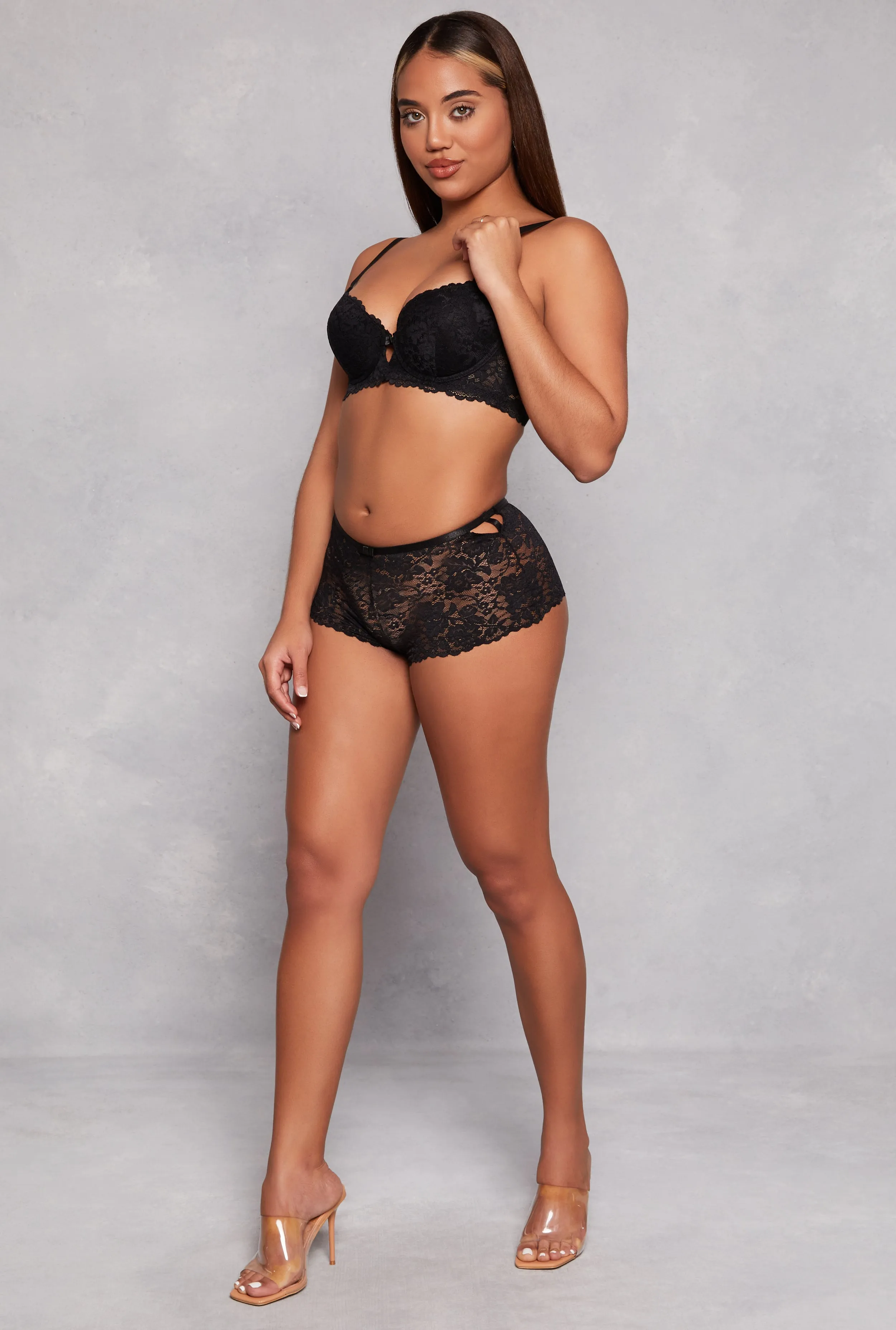 Floral Lace Keyhole Front Plunge Bra sold by Rainbow product image thumbnail 2