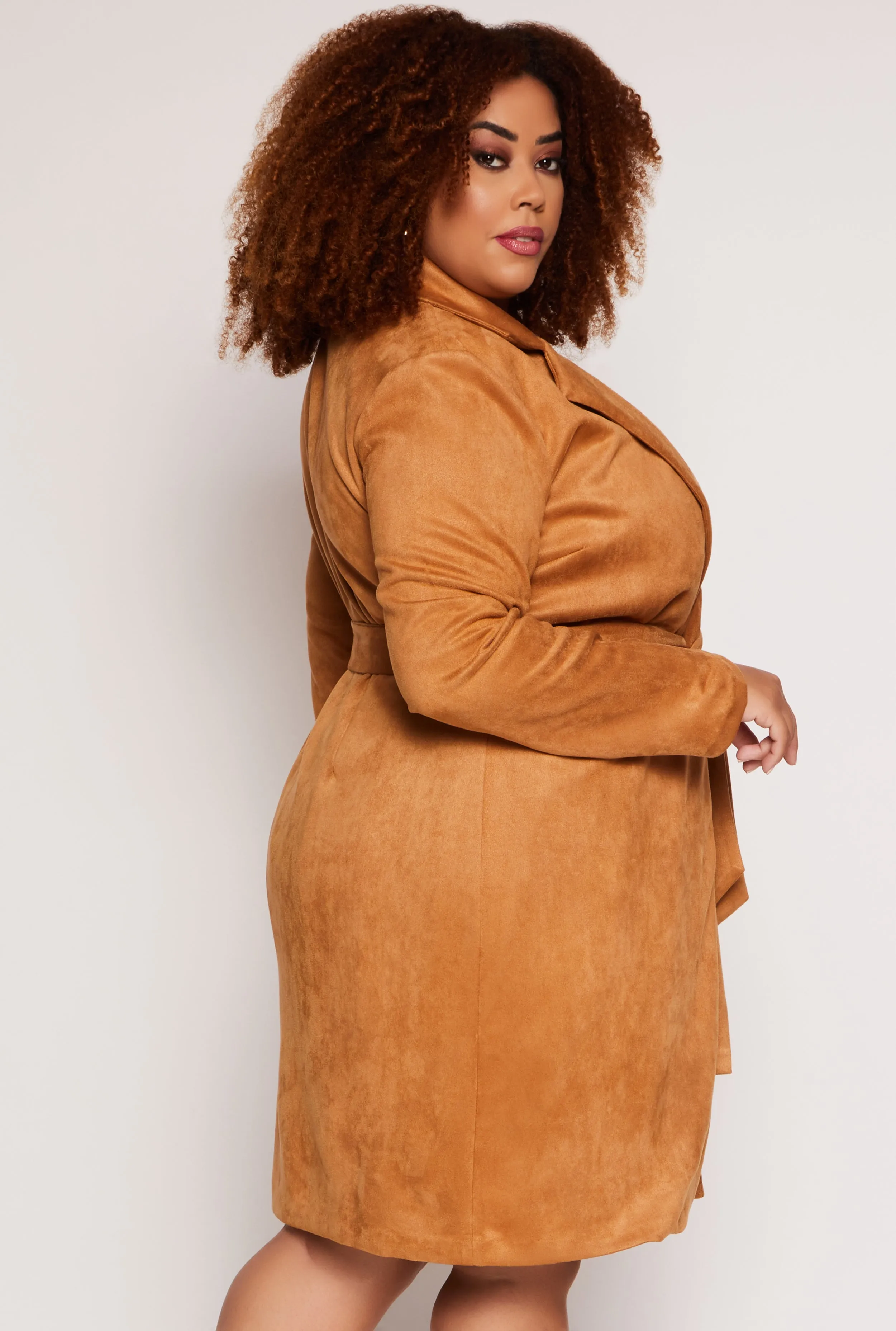 Plus Size Faux Suede Wrap Coat sold by Rainbow product image thumbnail 3