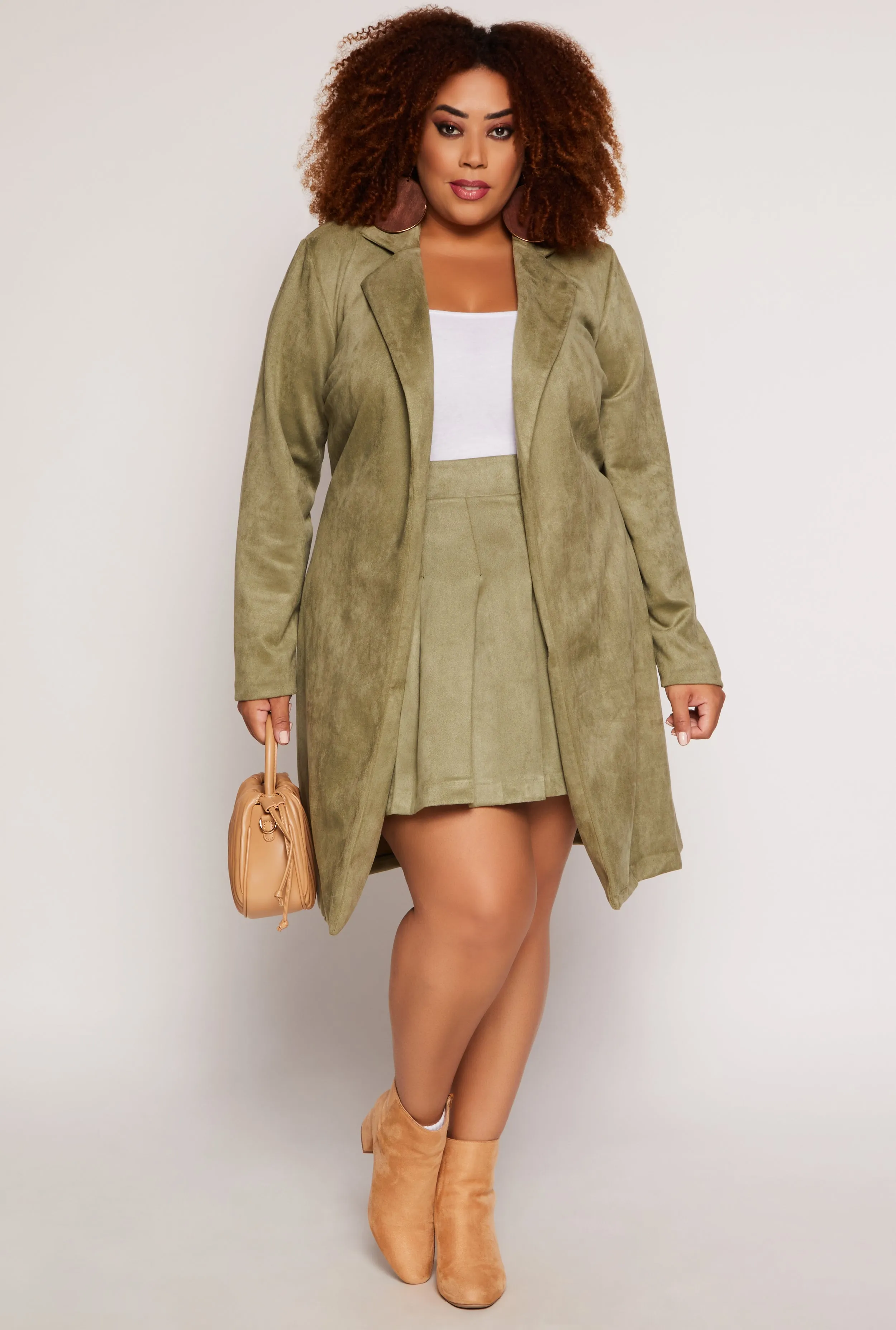 Plus Size Faux Suede Wrap Coat sold by Rainbow product image thumbnail 2