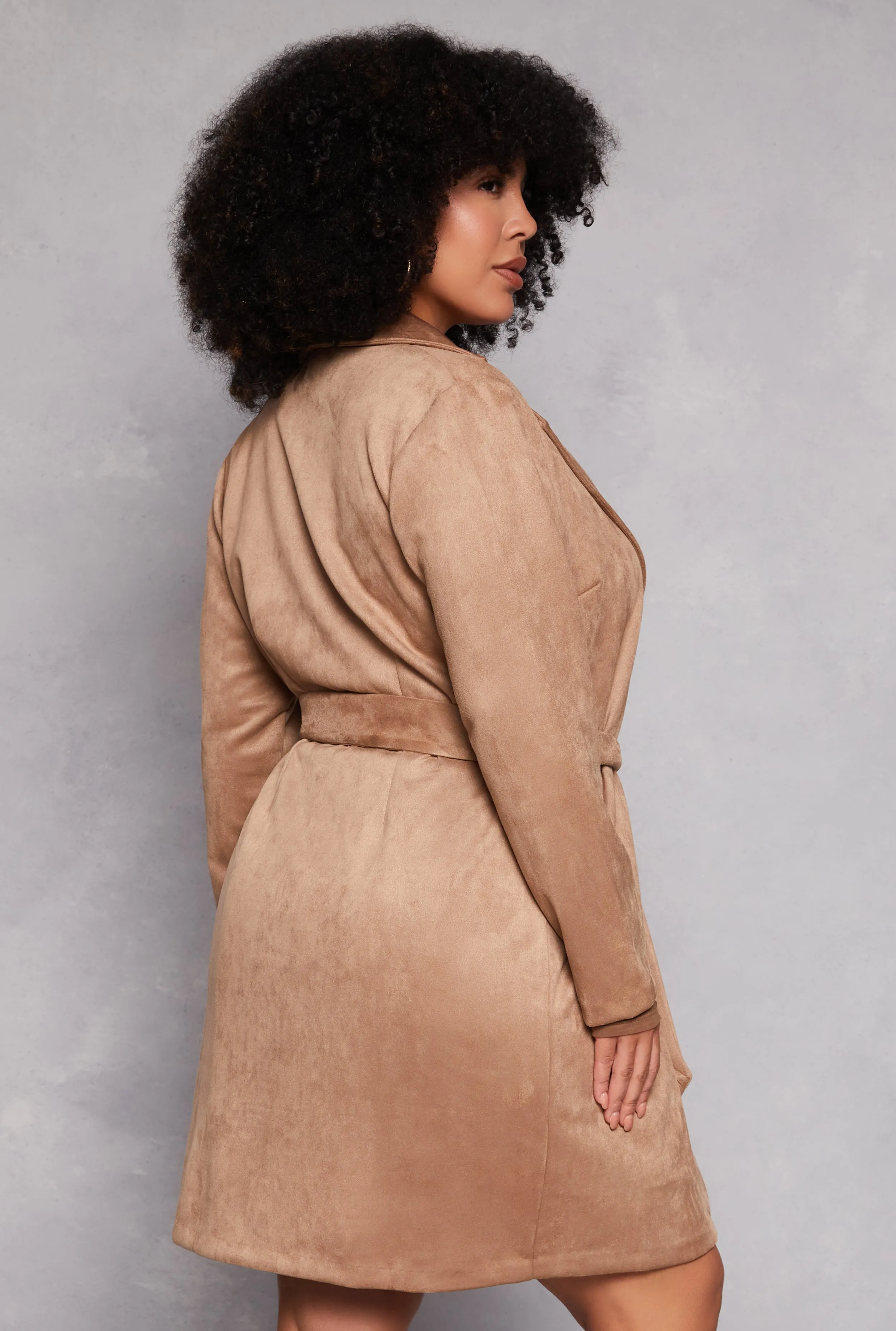 Plus Size Faux Suede Wrap Coat sold by Rainbow product image thumbnail 3