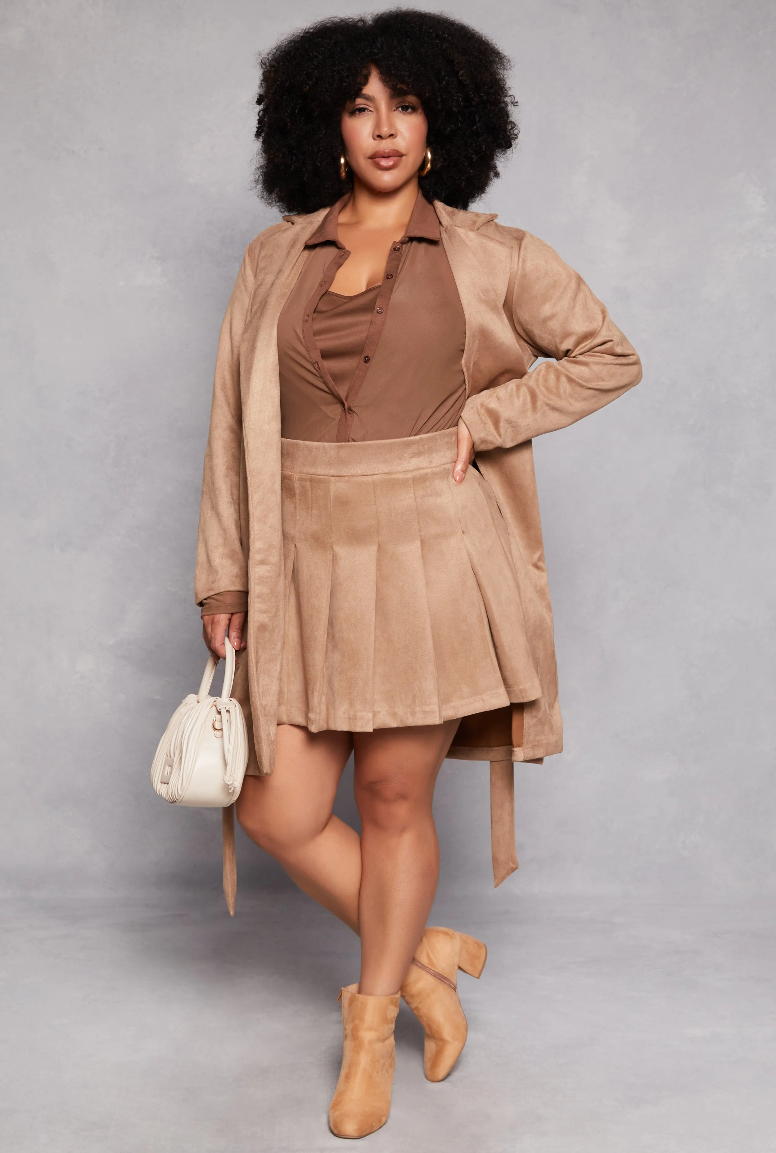 Plus Size Faux Suede Wrap Coat sold by Rainbow product image thumbnail 2