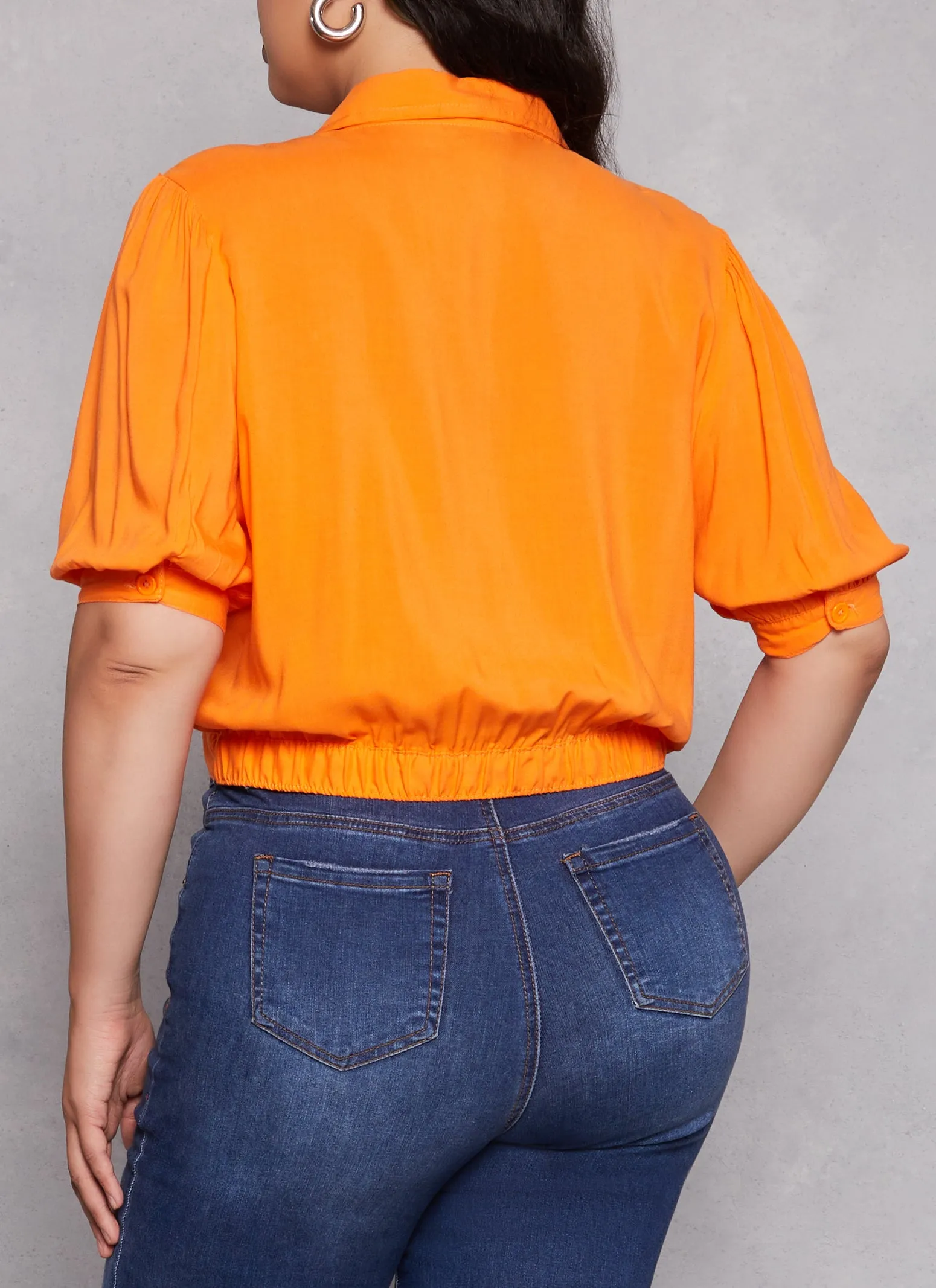 Plus Size Button Front High Low Shirt sold by Rainbow product image thumbnail 3