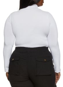Plus Size Solid Mock Neck Long Sleeve Bodysuit sold by Rainbow