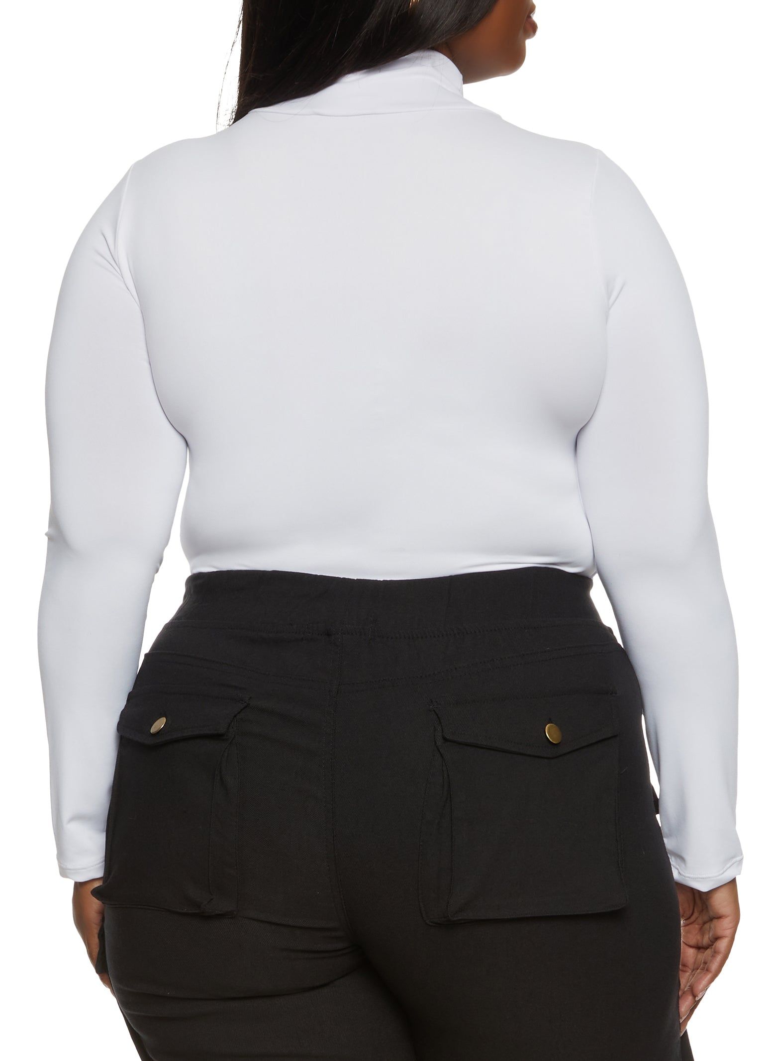 Plus Size Solid Mock Neck Long Sleeve Bodysuit sold by Rainbow product image thumbnail 3