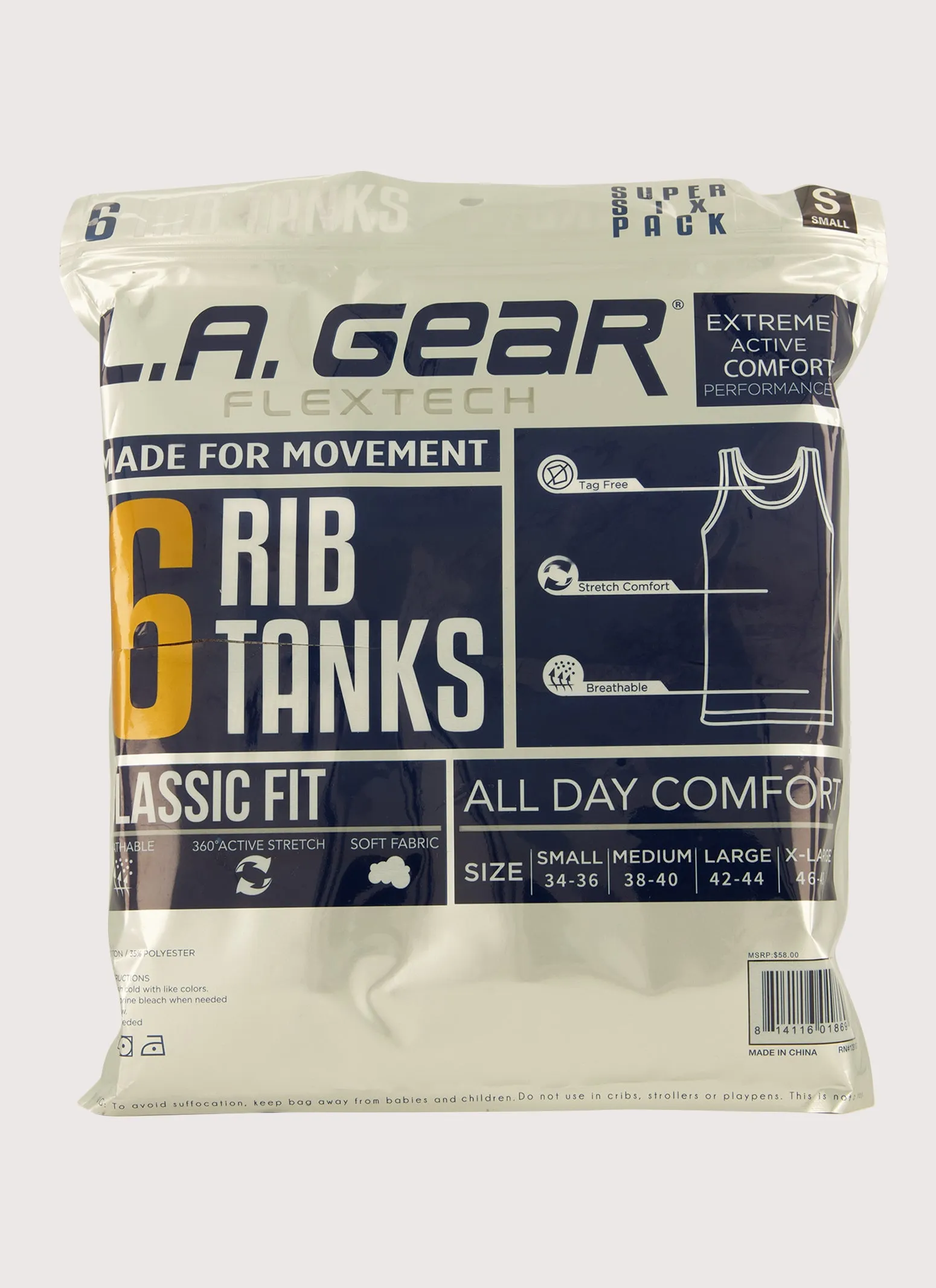 Mens Assorted Rib Knit Tank Tops 6 Pack sold by Rainbow product image thumbnail 5