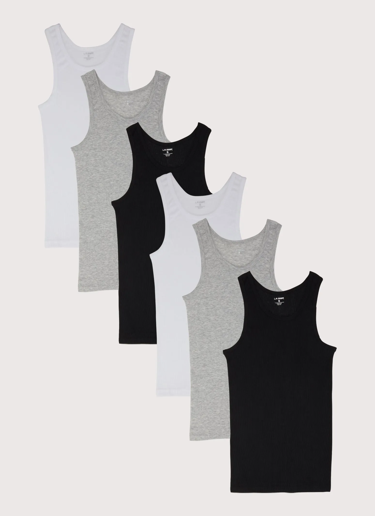 Mens Assorted Rib Knit Tank Tops 6 Pack sold by Rainbow