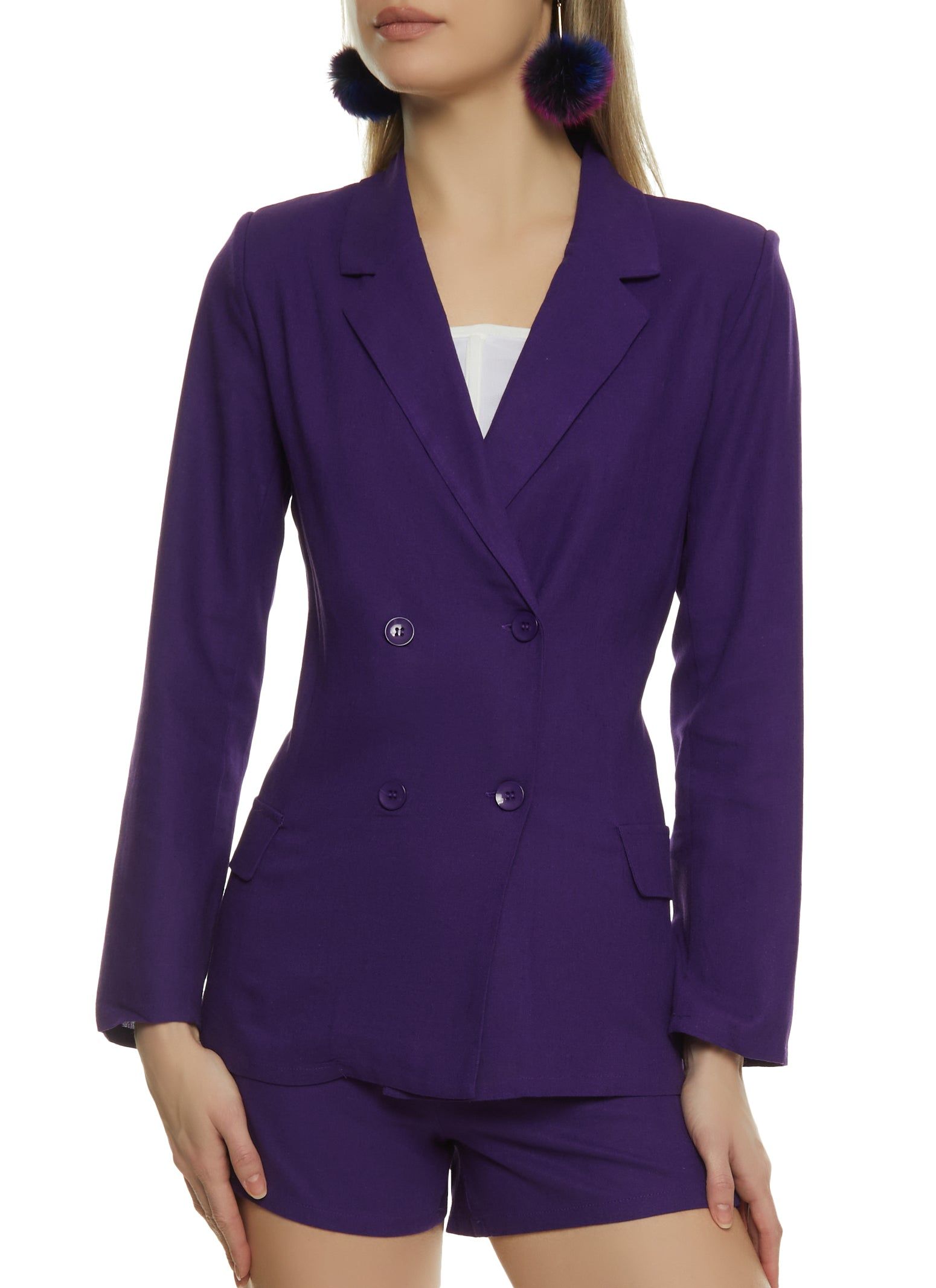 Linen Double Breasted Button Front Blazer sold by Rainbow