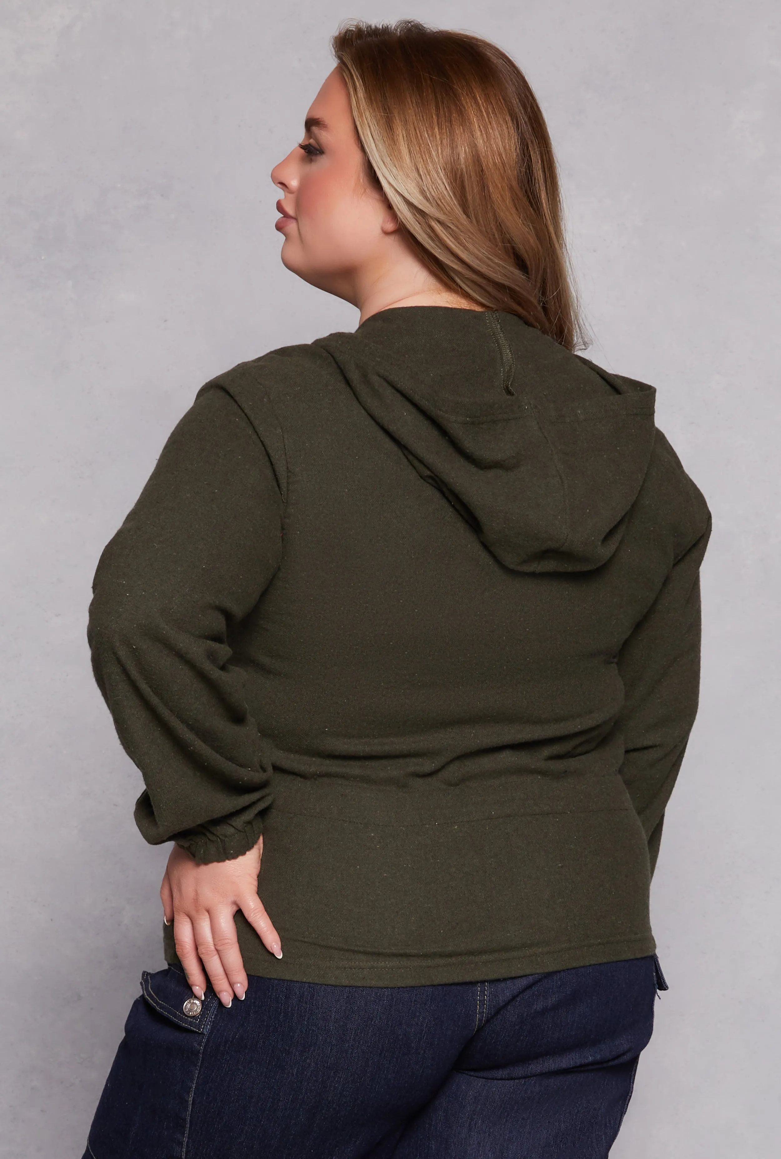 Plus Size Cinched Waist Zip Hooded Top sold by Rainbow product image thumbnail 3